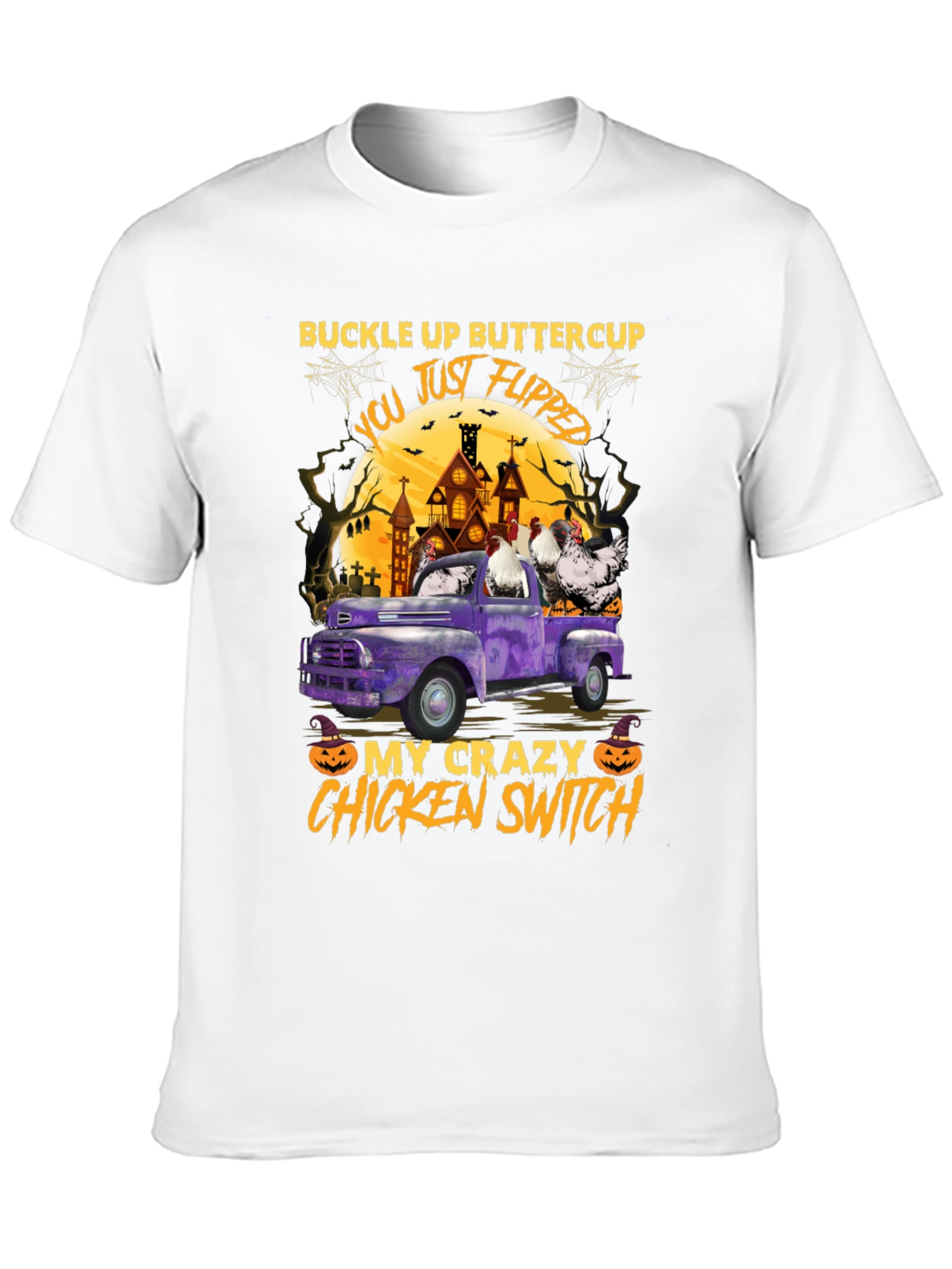 Black Crazy Chicken Switch Halloween T-Shirt view 10