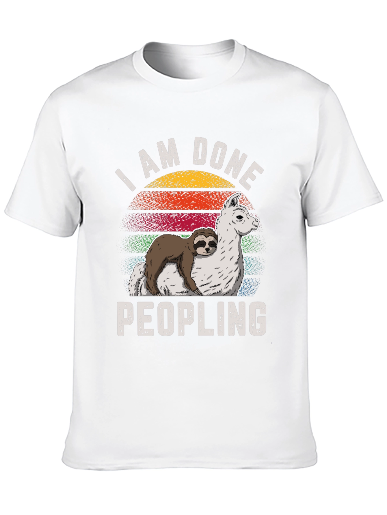 Black I AM DONE Peopling Sloth Llama T-shirt view 10