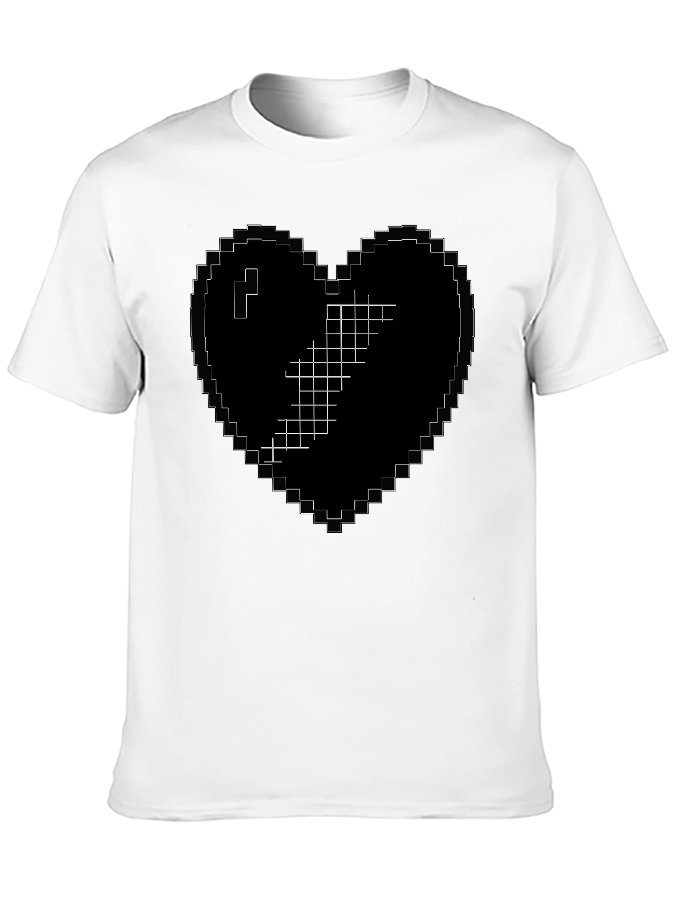 Black Pixelated Heart Broken Graphic T-Shirt view 10