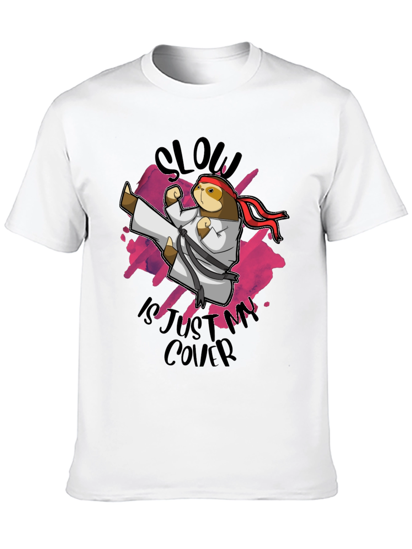 Black Martial Arts Sloth Graphic Tee view 10