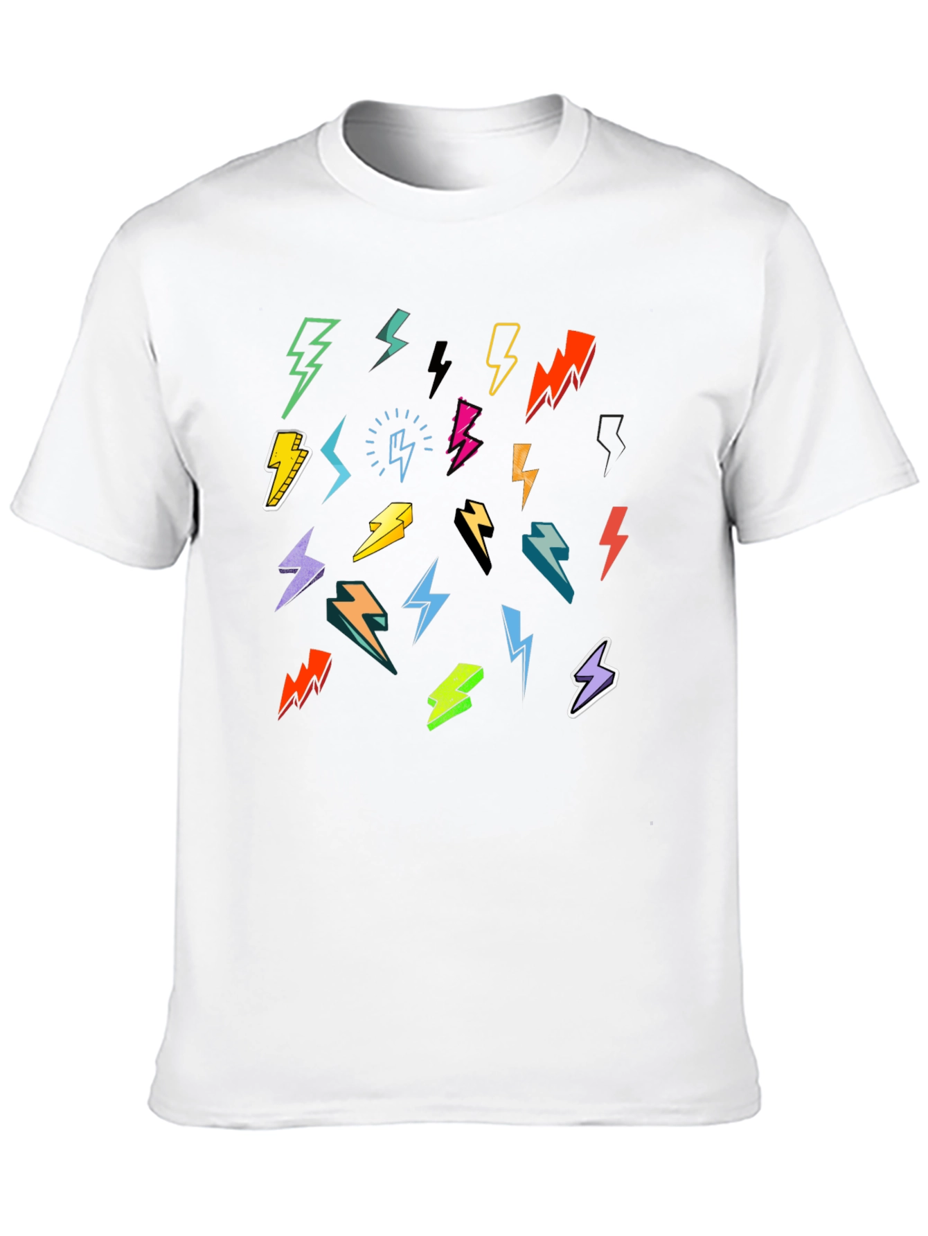 Black Lightning Bolt Graphic Print Black T-Shirt view 10