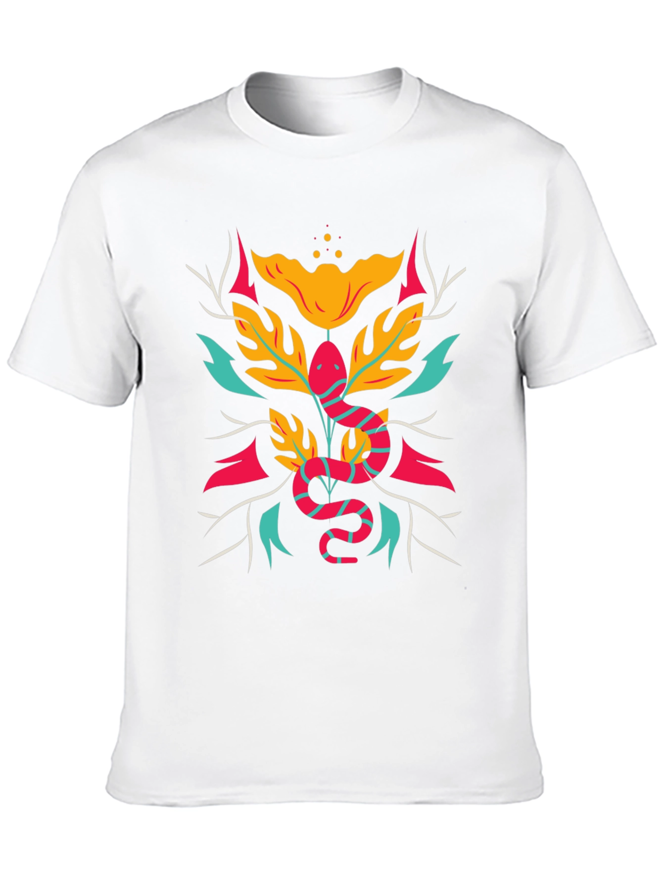 Black Snake & Floral Graphic Tee - Bold Style view 10