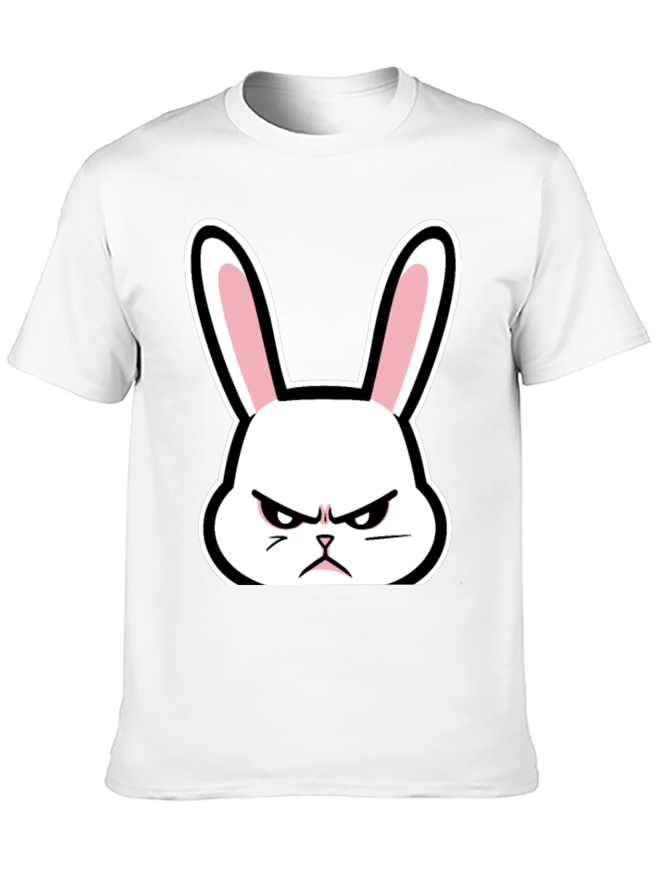 Black Grumpy Bunny T-Shirt - Black Cotton Angry Rabbit Tee view 10