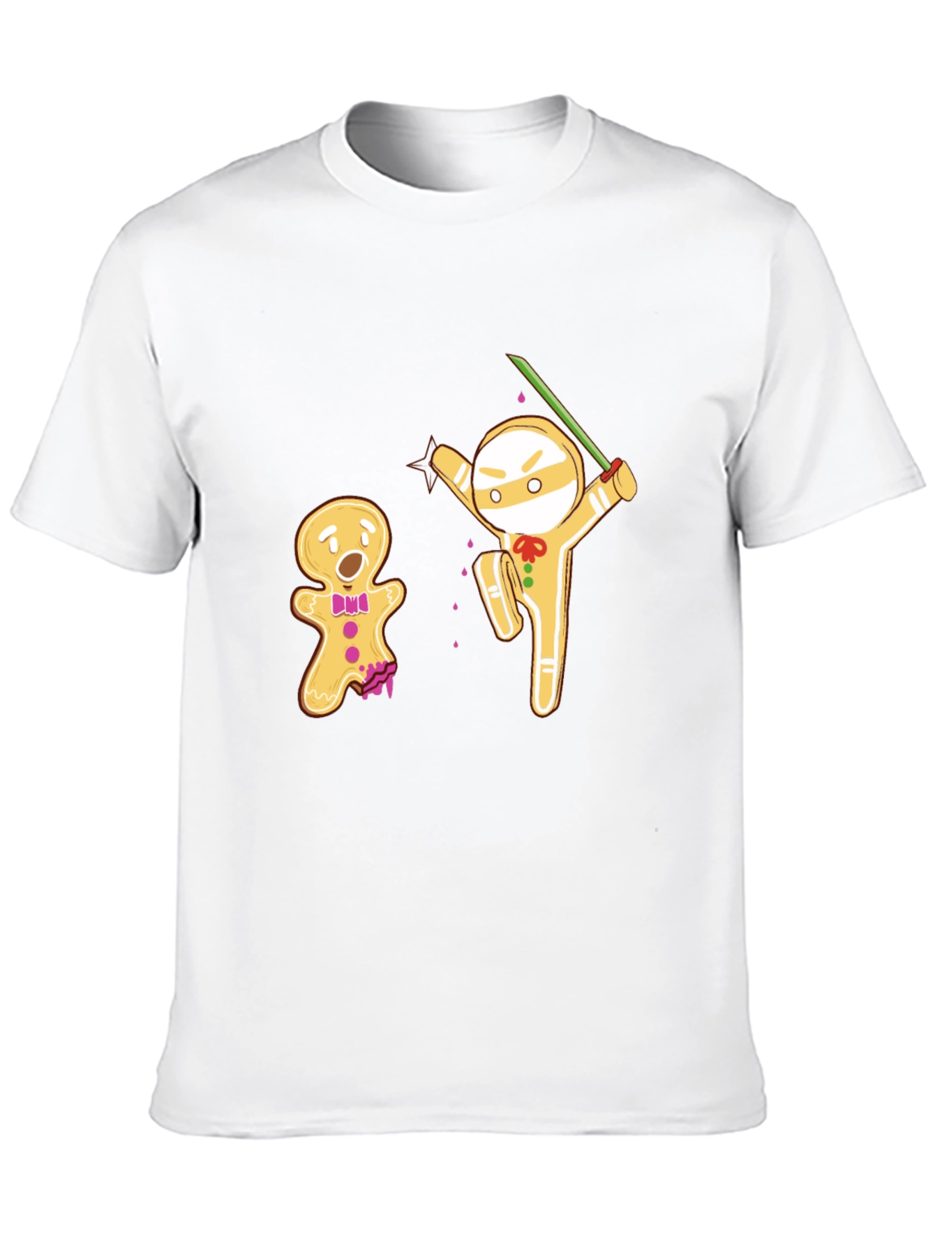Black Gingerbread Ninja Funny Black T-Shirt view 10