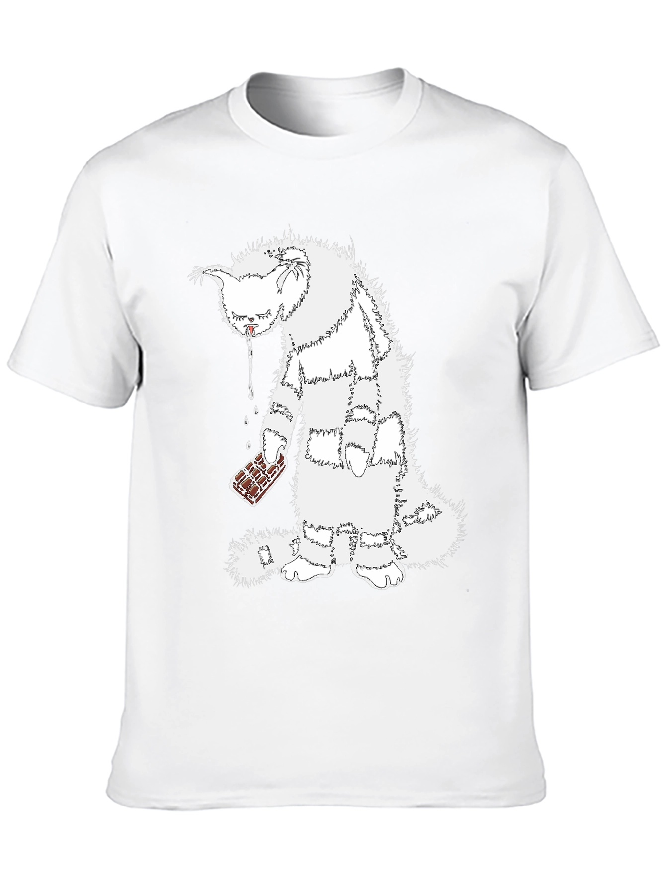 Black Funny Cat Chocolate T-Shirt - Unisex Black Tee view 10