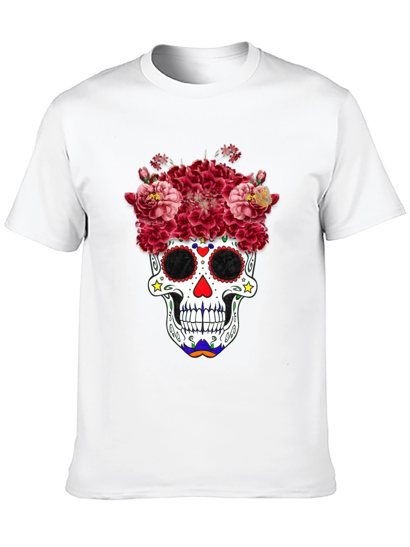 Black Floral Sugar Skull Graphic Tee - Day of the Dead view 10
