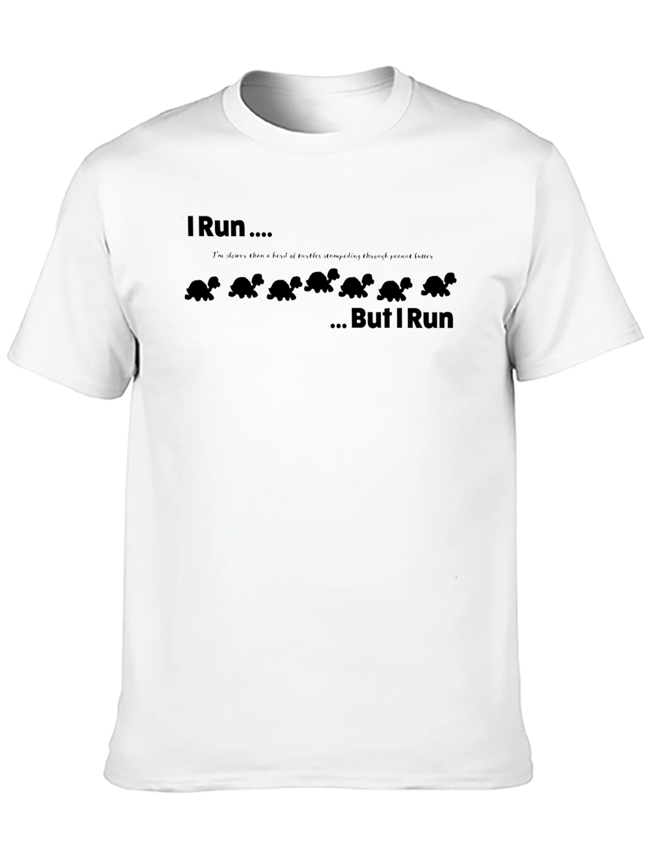 Black I Run Like Turtles Men's Black T-Shirt view 10