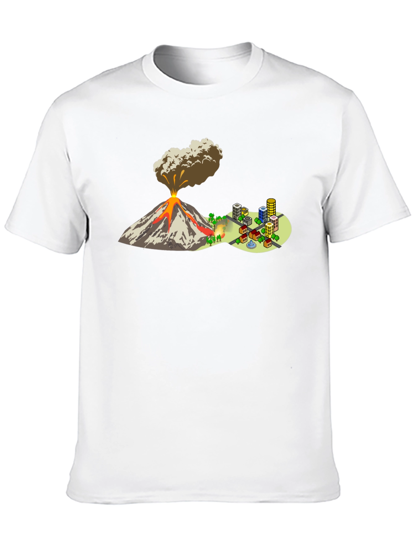 Black Volcano City T-Shirt - Graphic Tee view 10