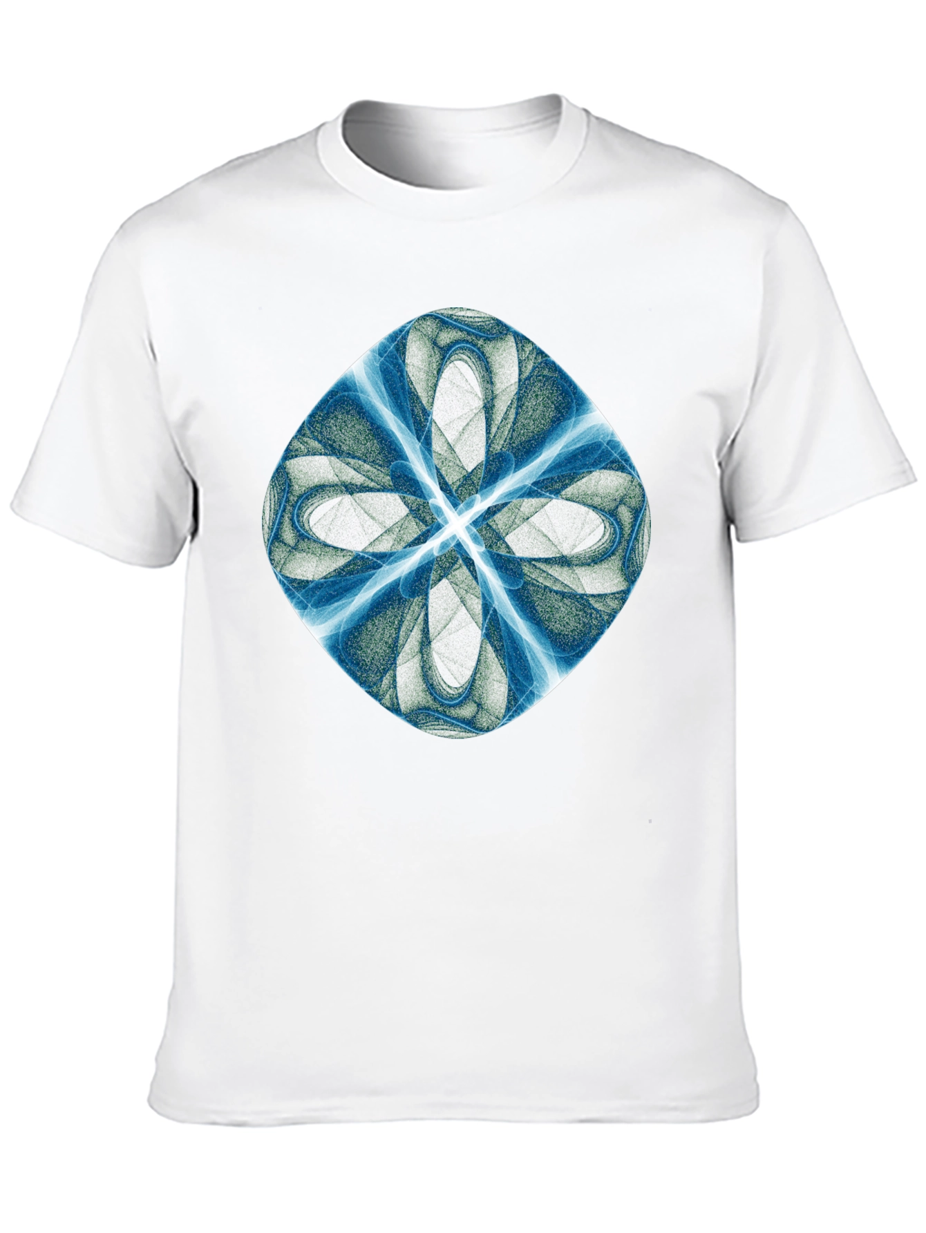 Black Abstract Blue Petal Graphic Black T-Shirt view 10