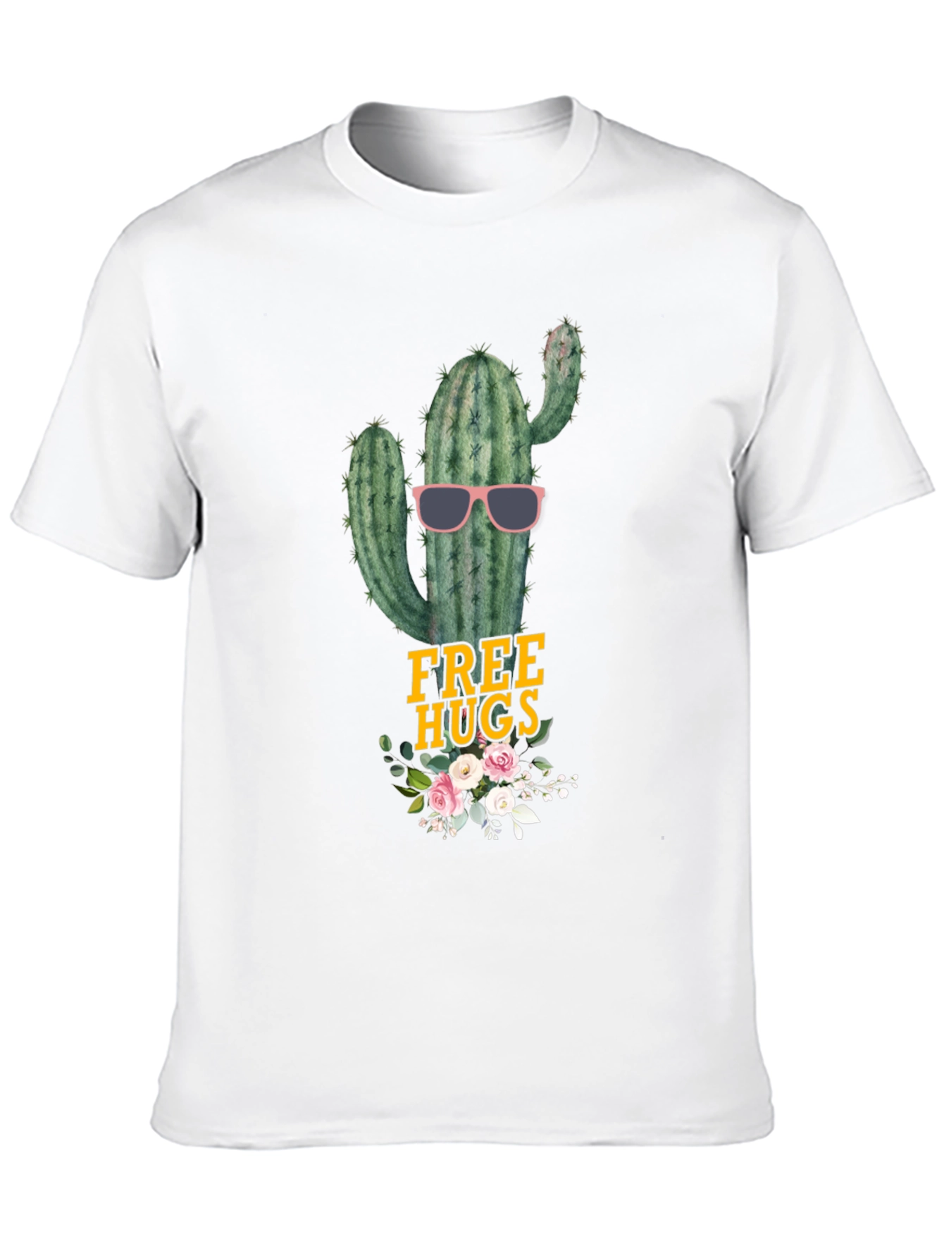 Black Cactus Free Hugs Graphic Tee - Funny Novelty Shirt view 10