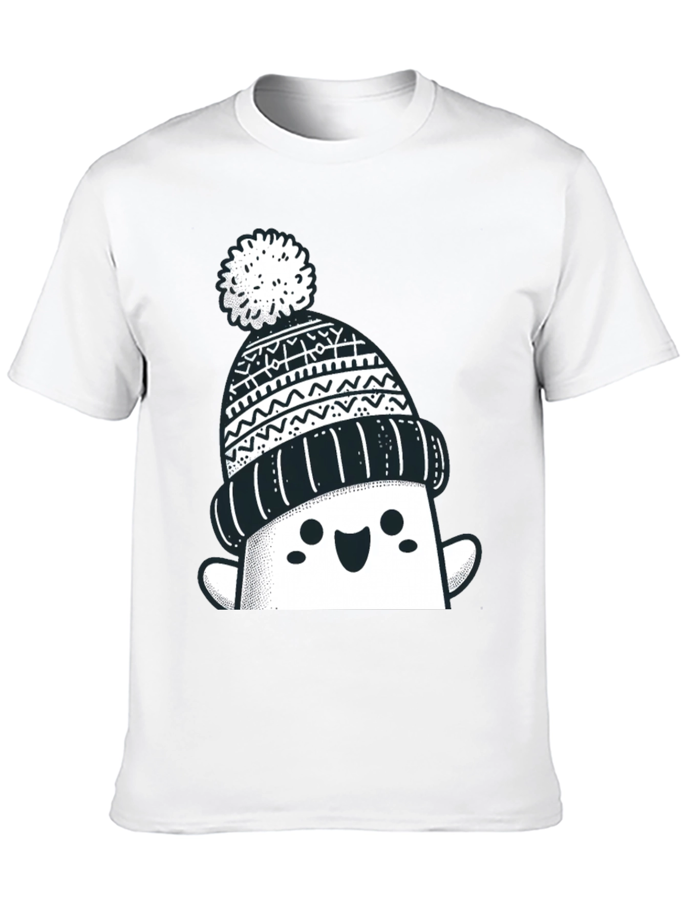 Black Festive Graphic Tee - Winter Hat Design view 10