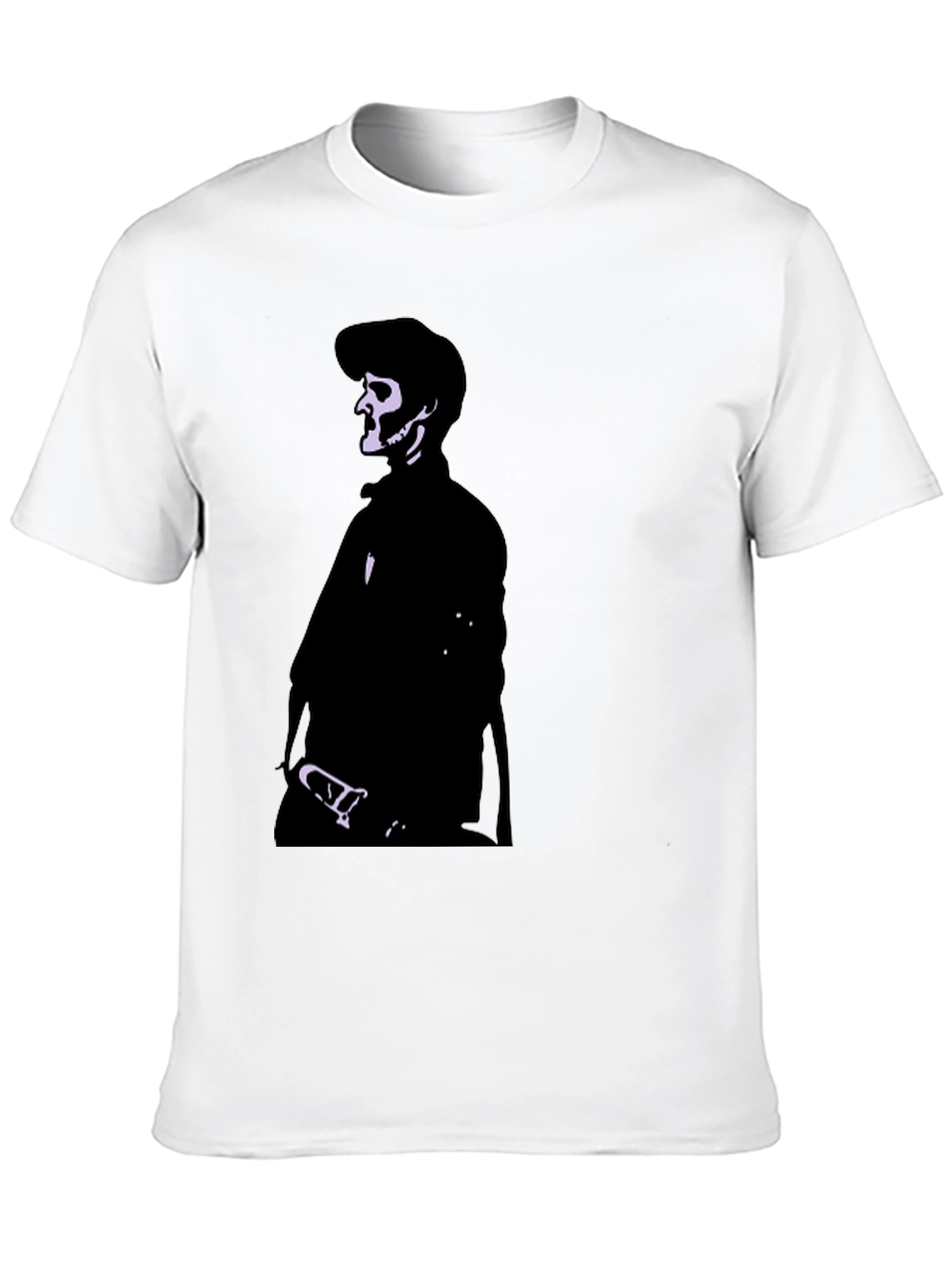 Black Men's Black T-Shirt with Skull Illustration view 10