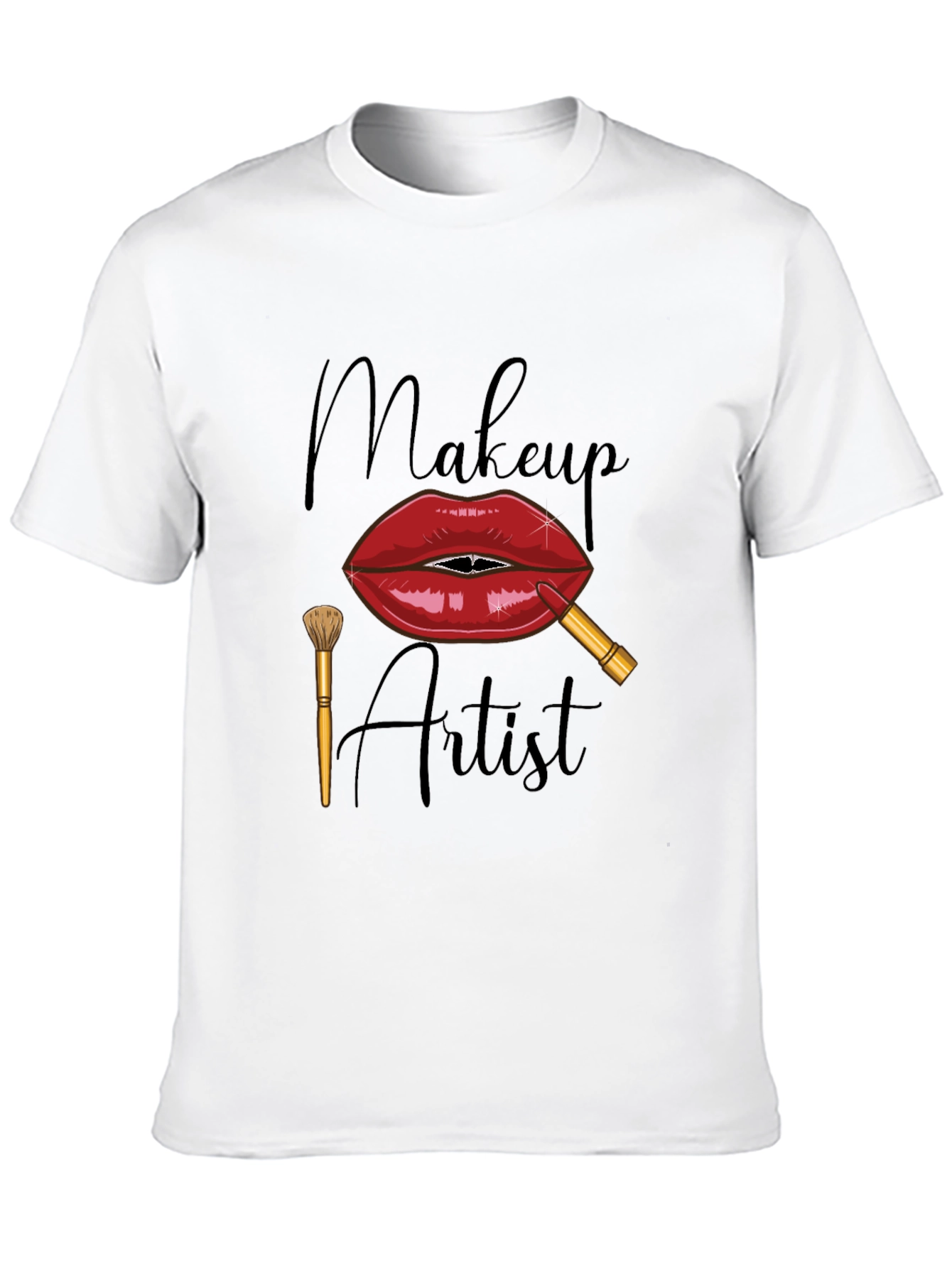 Black Makeup Artist Graphic T-Shirt - Unisex Black Tee view 10