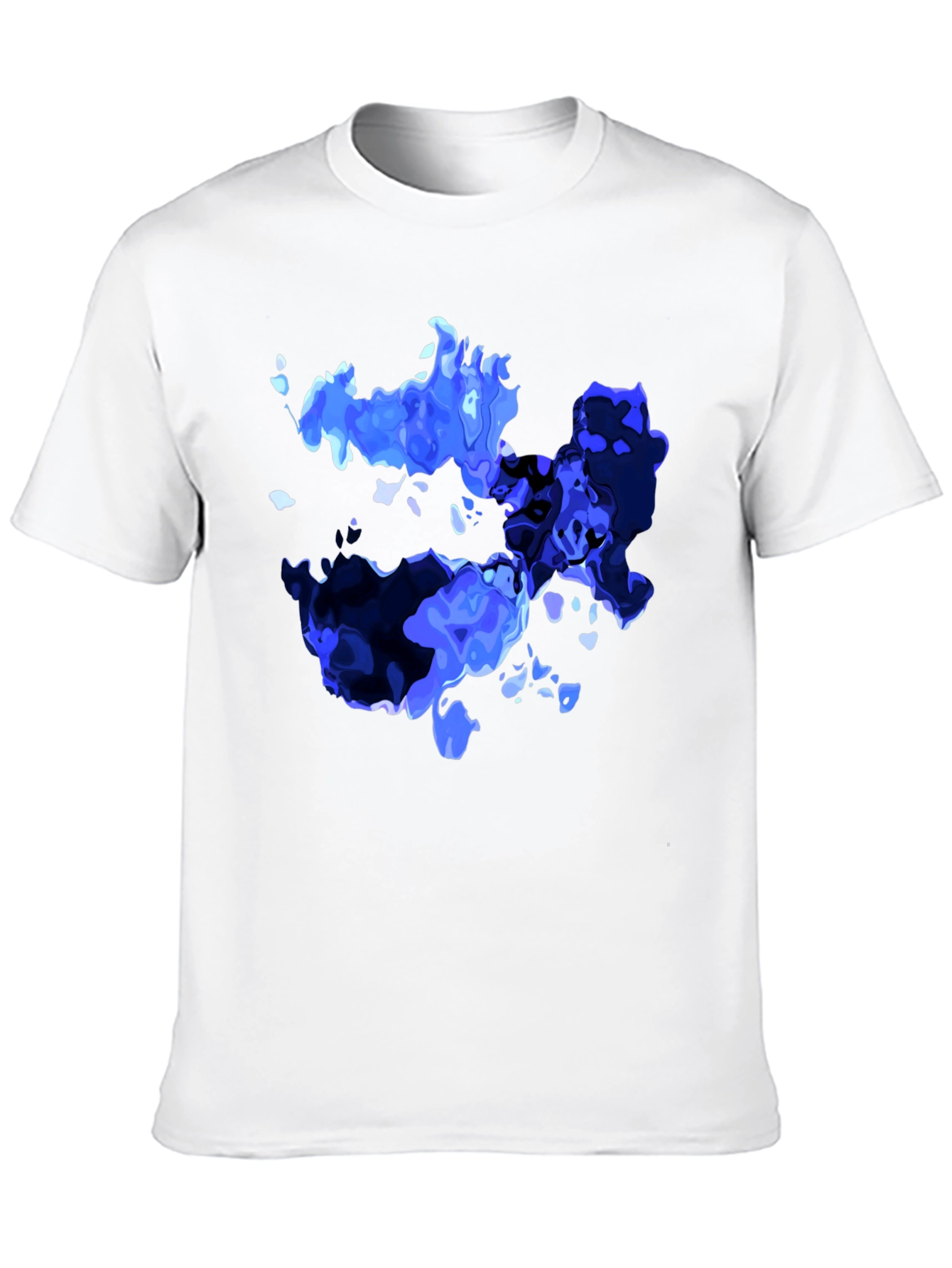 Black Abstract Blue Graphic Print Black T-Shirt view 10