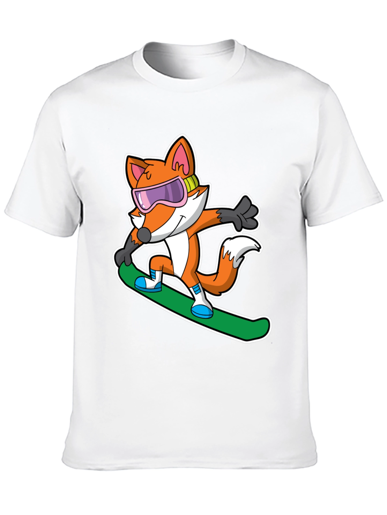 Black Fox Snowboarder T-Shirt - Cool Cartoon Animal Tee view 10