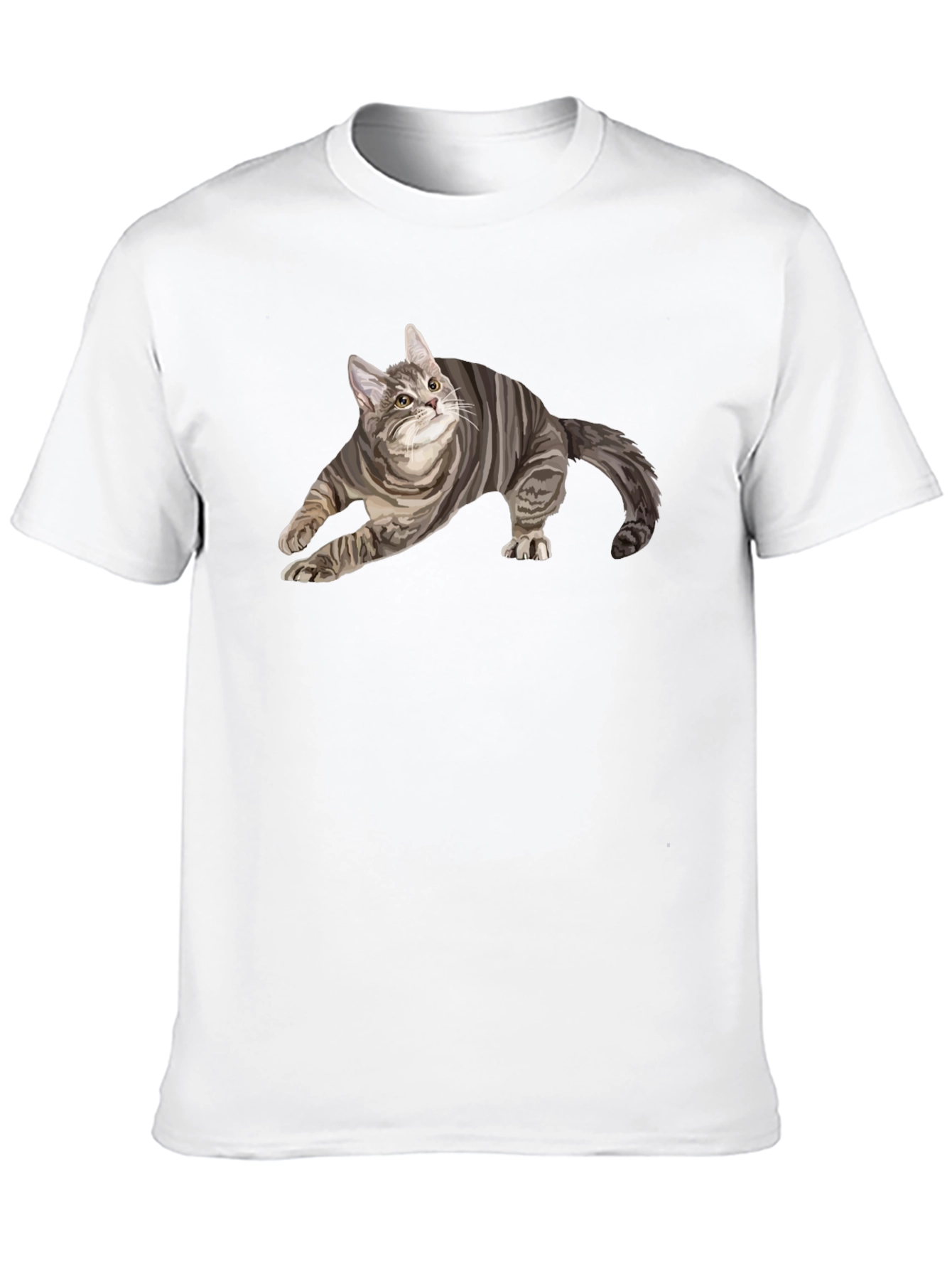 Black Men's Black T-Shirt with Cat Graphic view 10