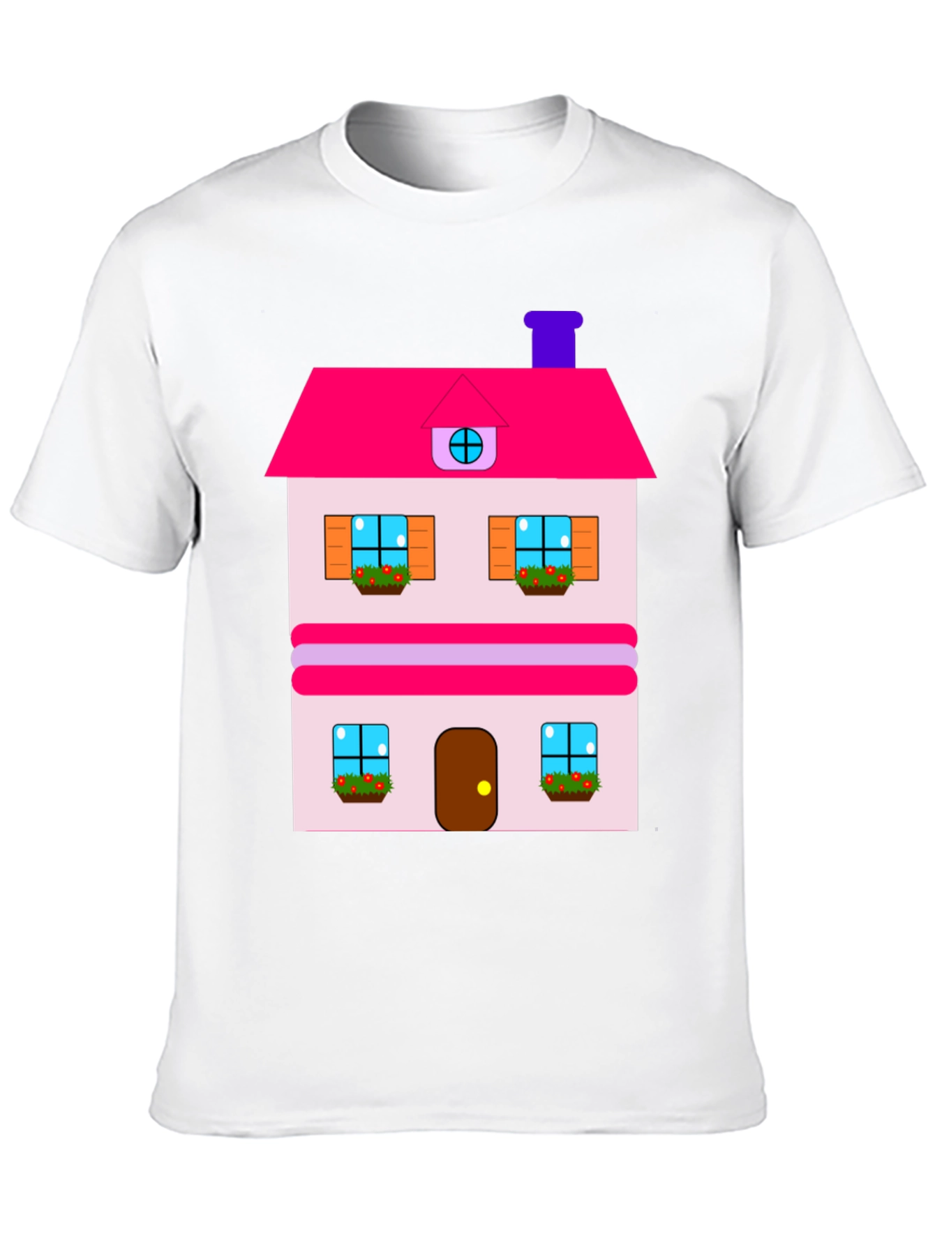 Black Whimsical House Print Tee - Black Cotton Blend view 10