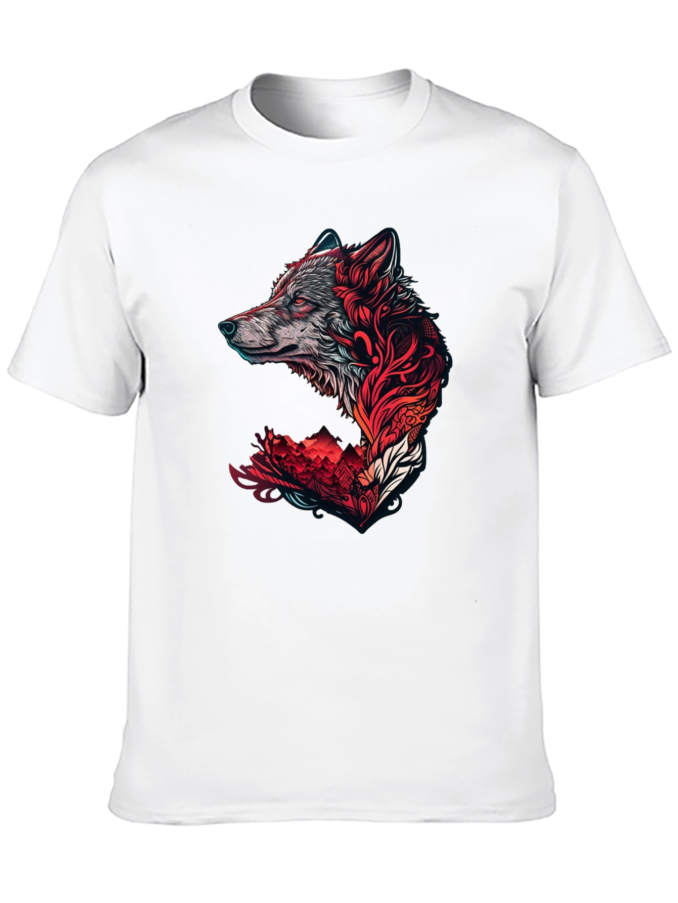 Black Wolf Graphic Print Crew Neck Tee - Black view 10