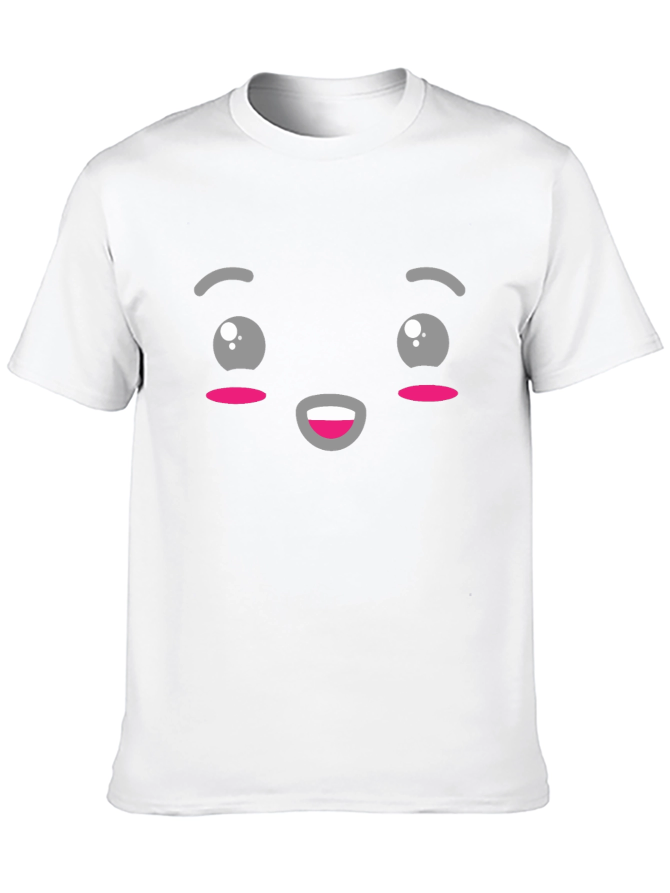 Black Cute Kawaii Style Face Black T-Shirt view 10