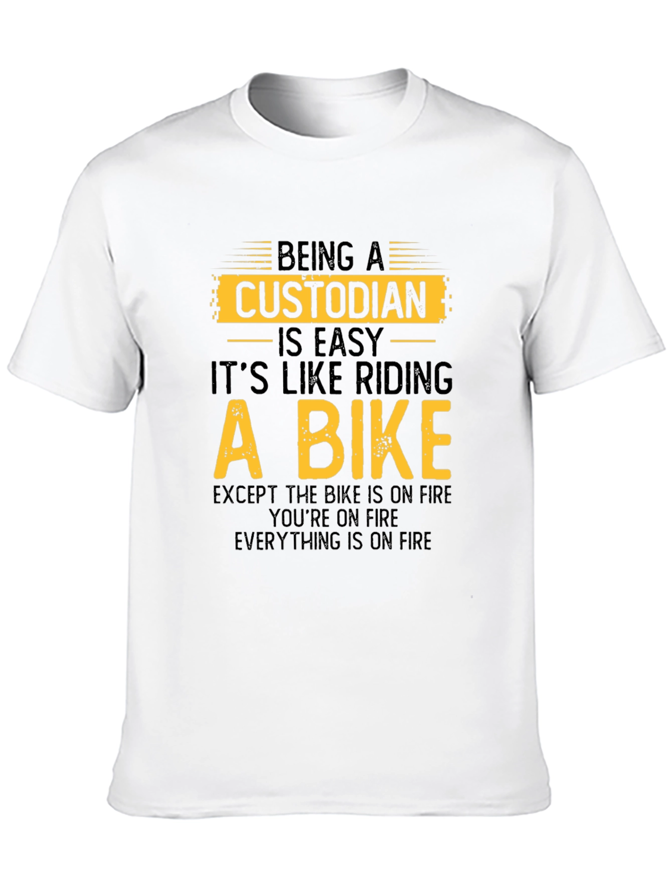 Black Custodian 'Bike on Fire' Black T-Shirt view 10