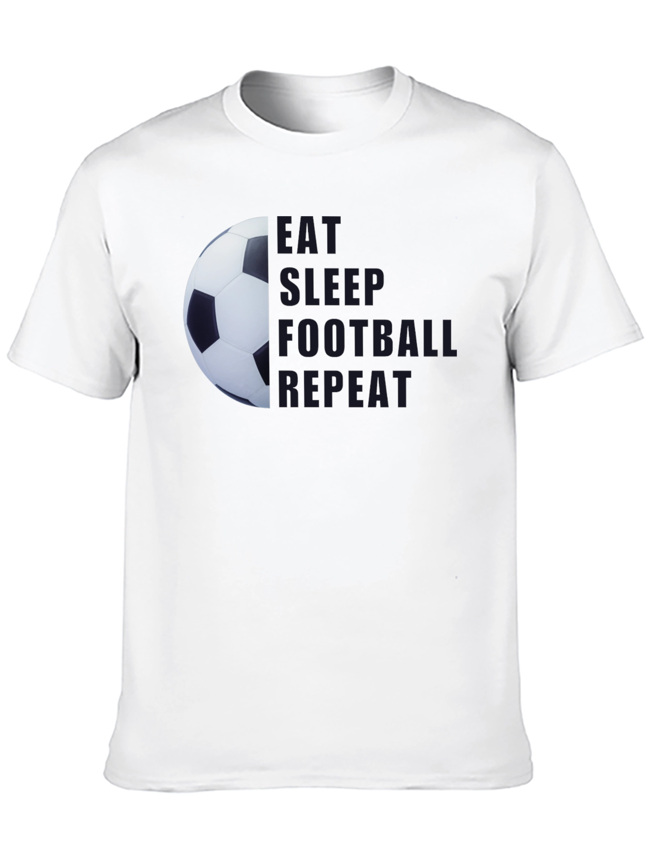 Black Eat Sleep Football Repeat Black T-Shirt view 10