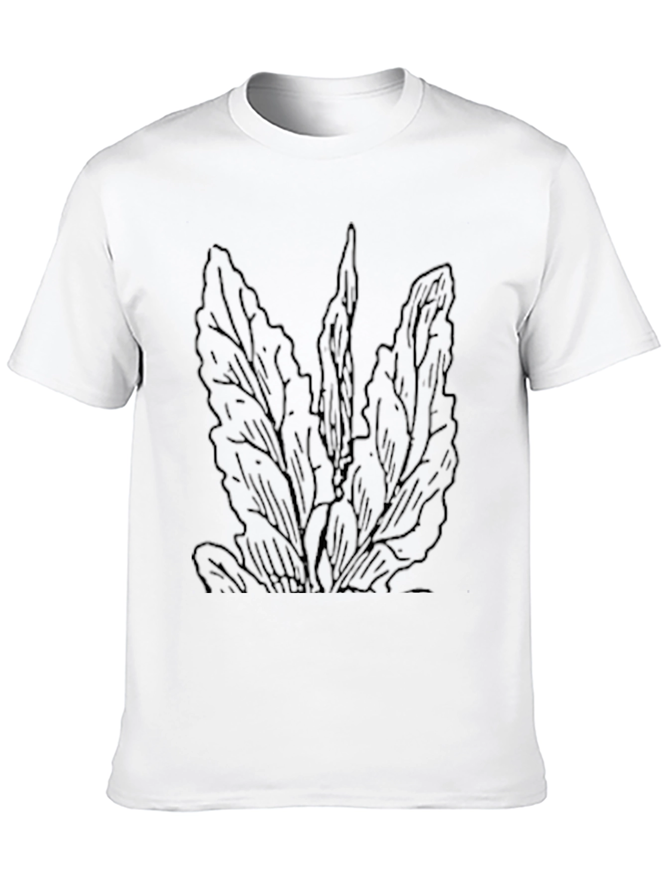 Black Men's Black Graphic Tee - Botanical Line Art view 10