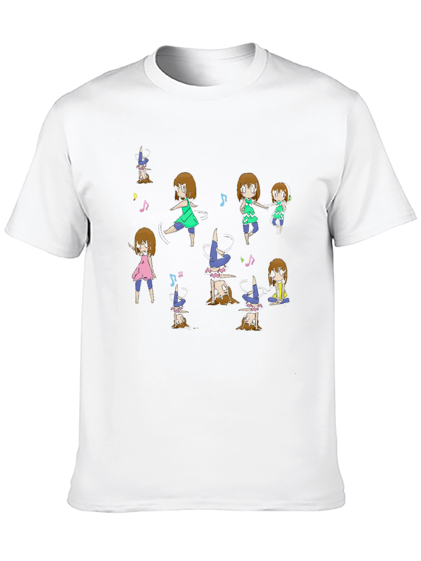 Black Fun Dancing Anime Character Graphic Black Tee view 10