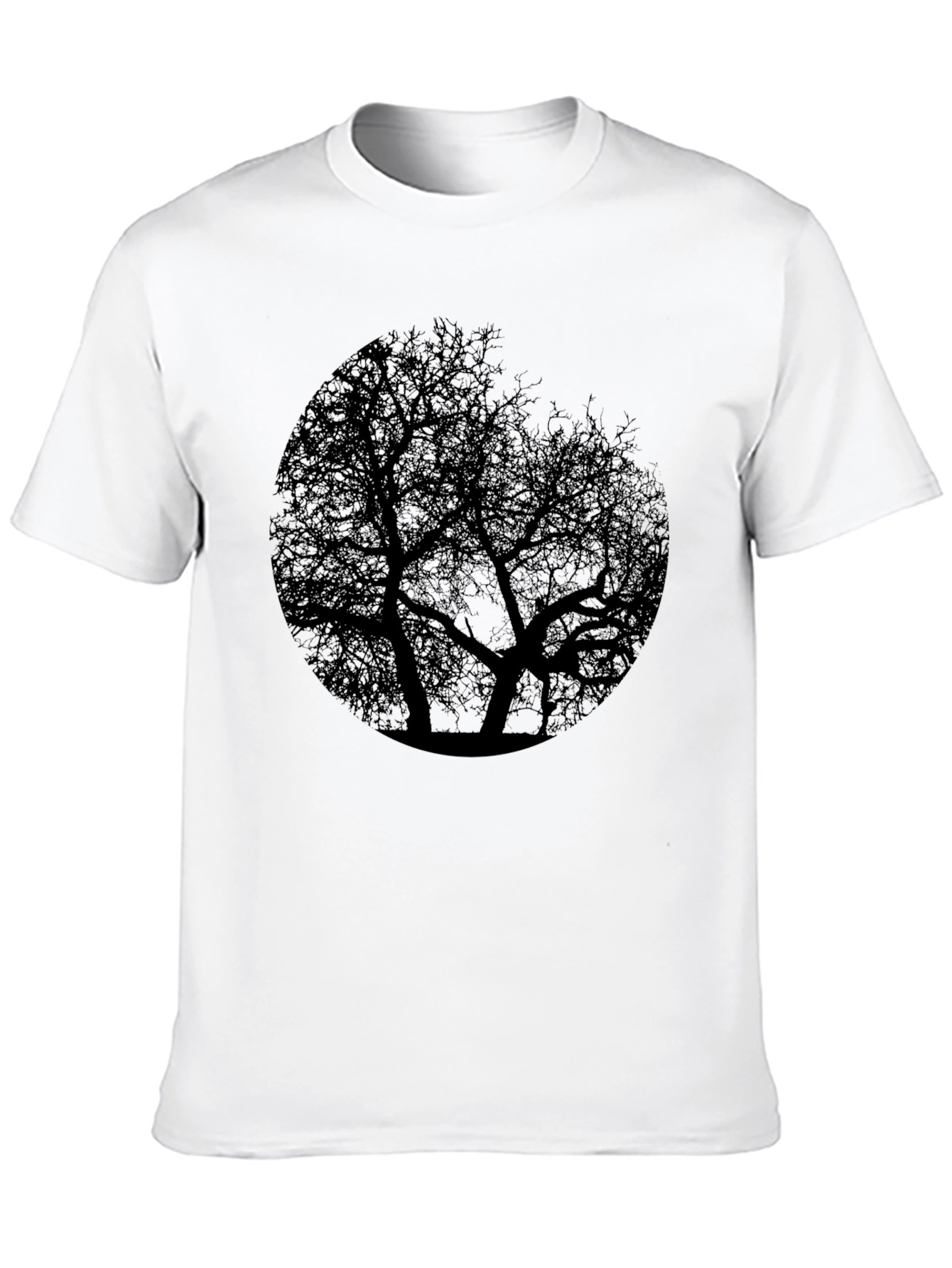 Black Tree Silhouette Graphic Print Black T-Shirt view 10