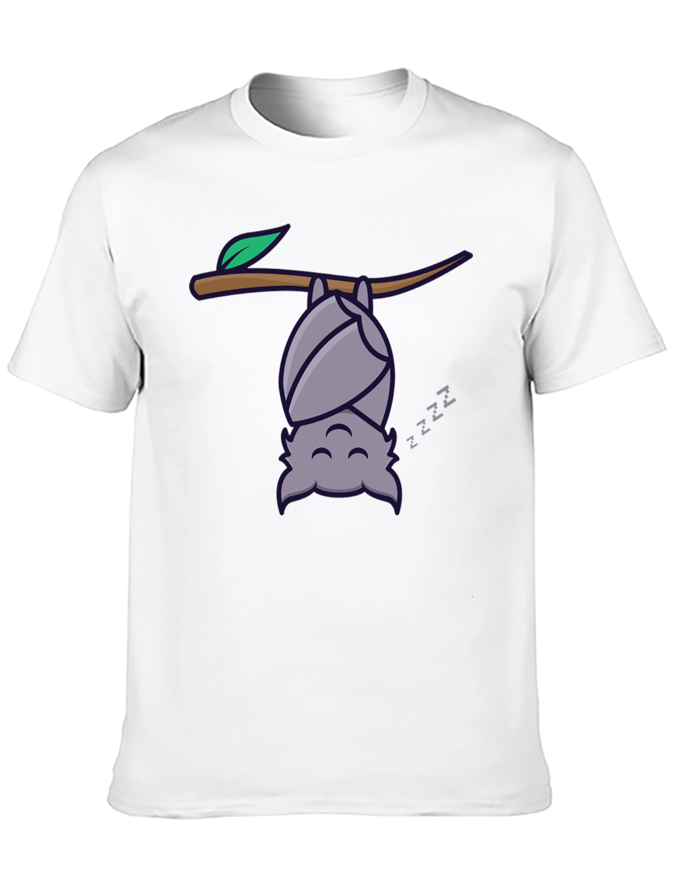 Black Cute Bat Sleeping T-Shirt - Funny Cartoon Tee view 10