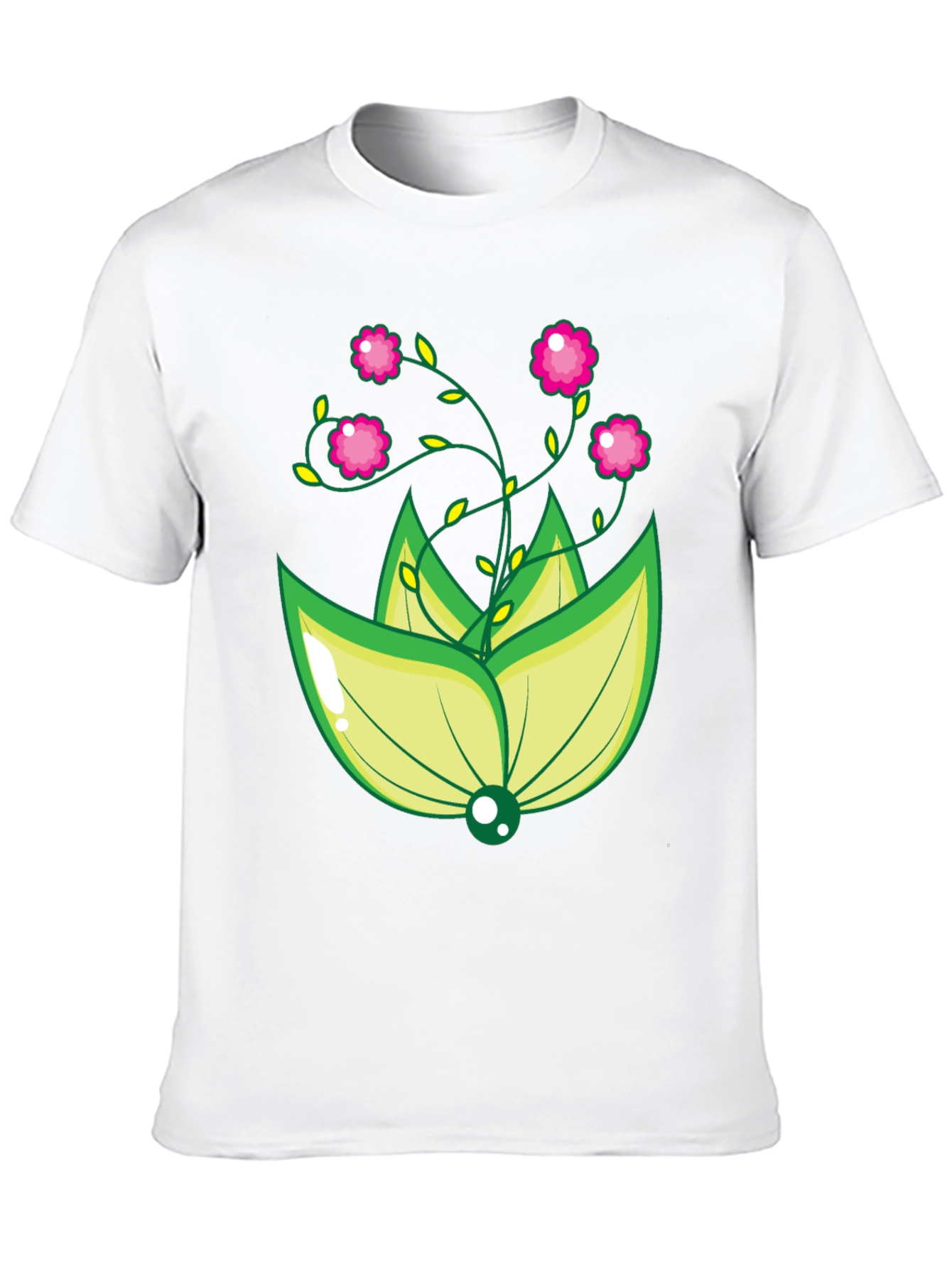 Black Floral Design Black T-Shirt view 10