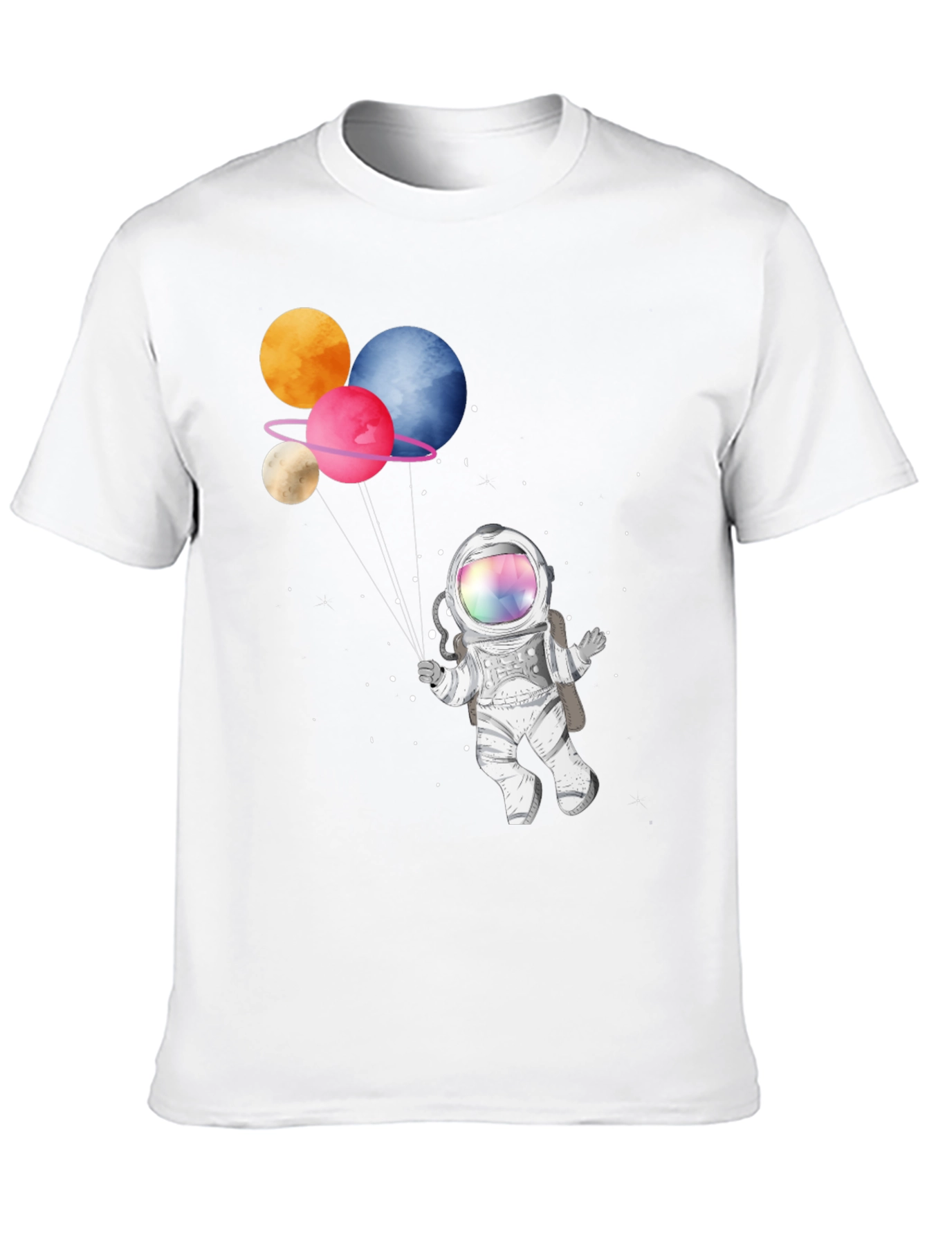 Black Astronaut with Planet Balloons Graphic T-Shirt view 10