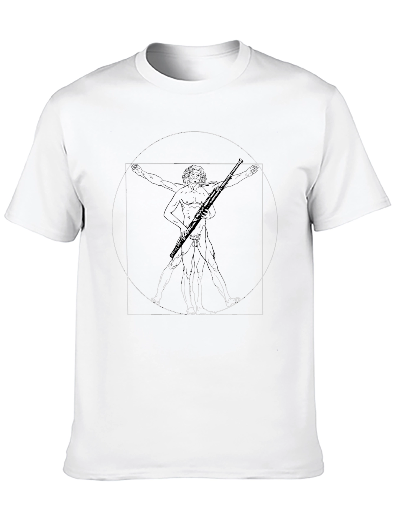 Black Vitruvian Man with Rifle Black T-Shirt view 10