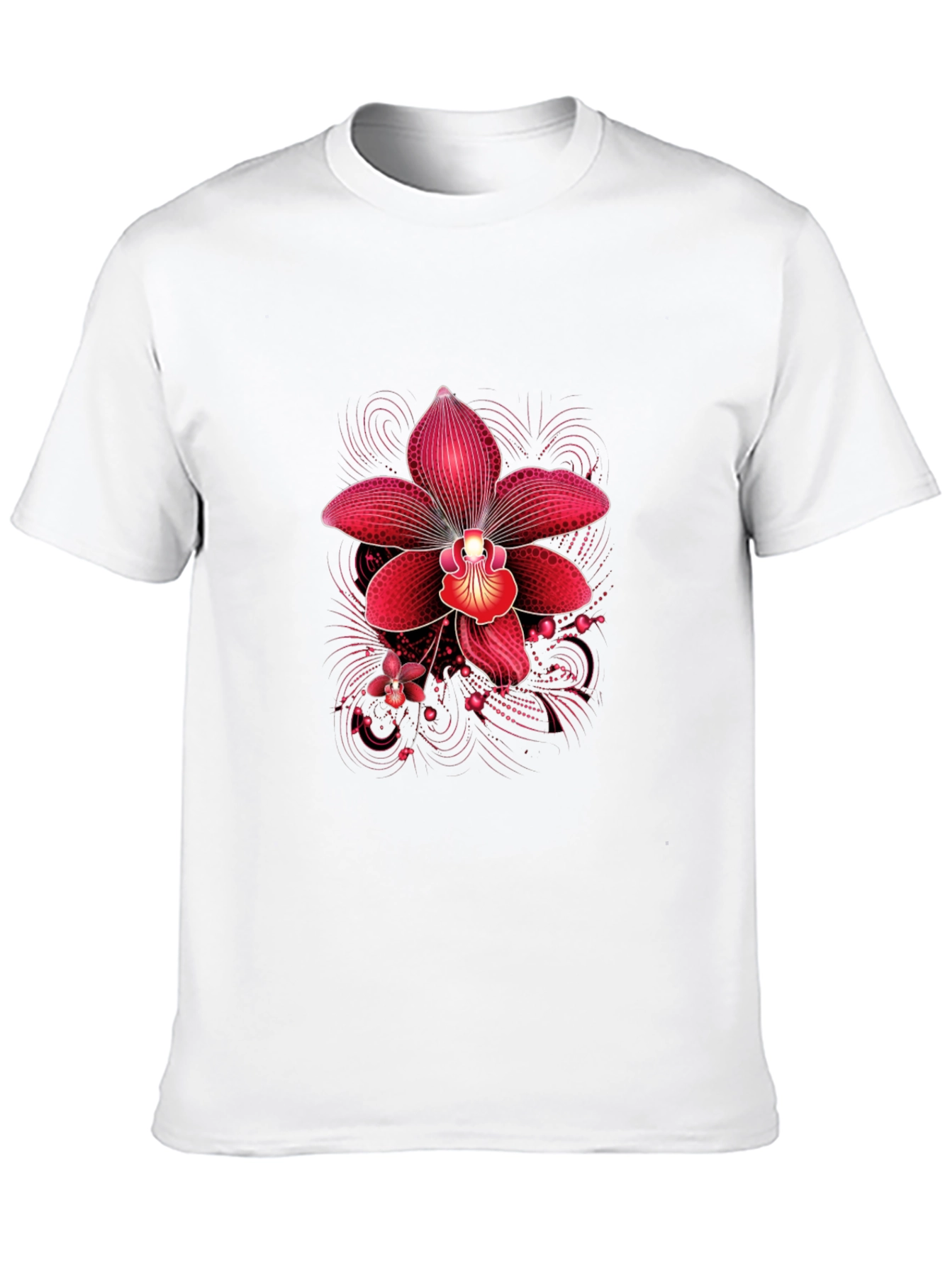 Black Red Orchid Graphic Print Black T-Shirt view 10