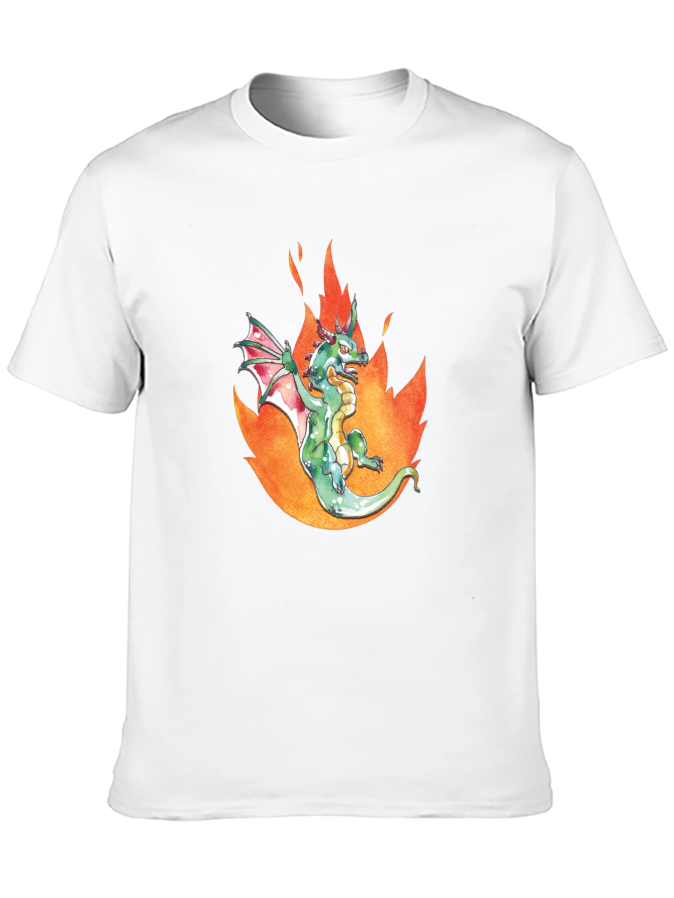 Black Dragon in Flames Graphic Tee - Black Cotton T-Shirt view 10