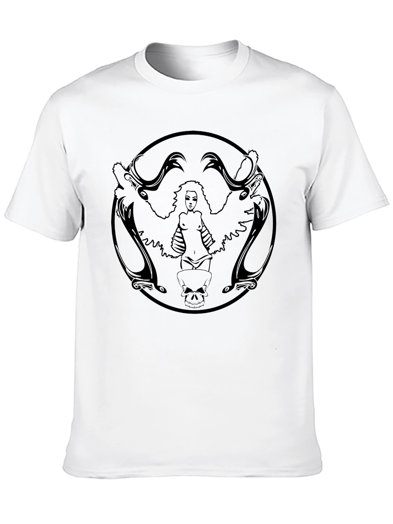 Black Men's Black Graphic Tee - Fantasy Witch Design view 10