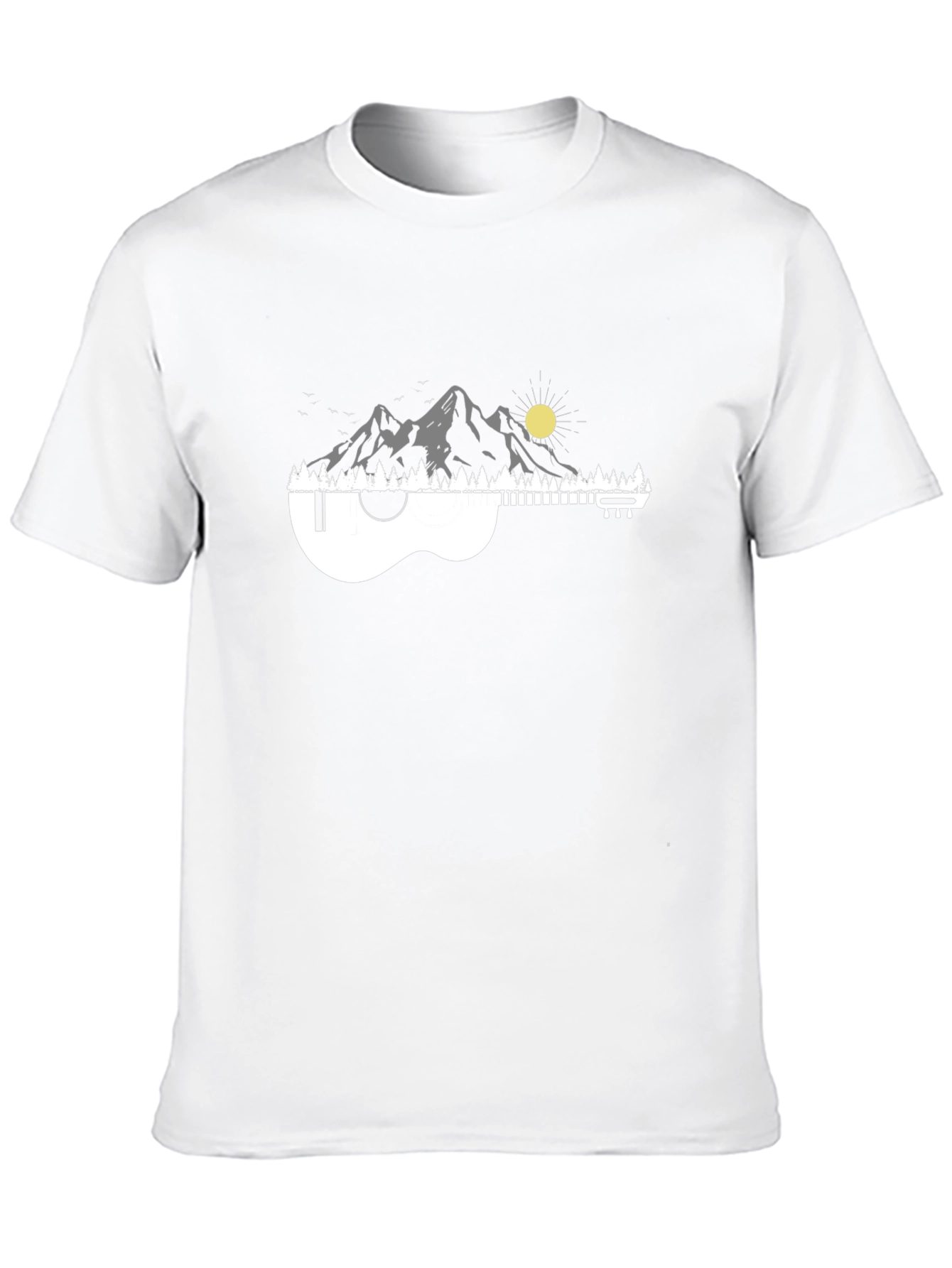 Black Ukulele Mountain Scene Graphic Tee - Black view 10