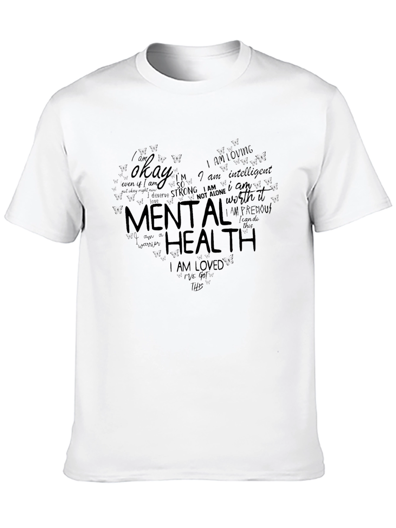 Black Mental Health Heart T-Shirt - Positive Affirmations Tee view 10