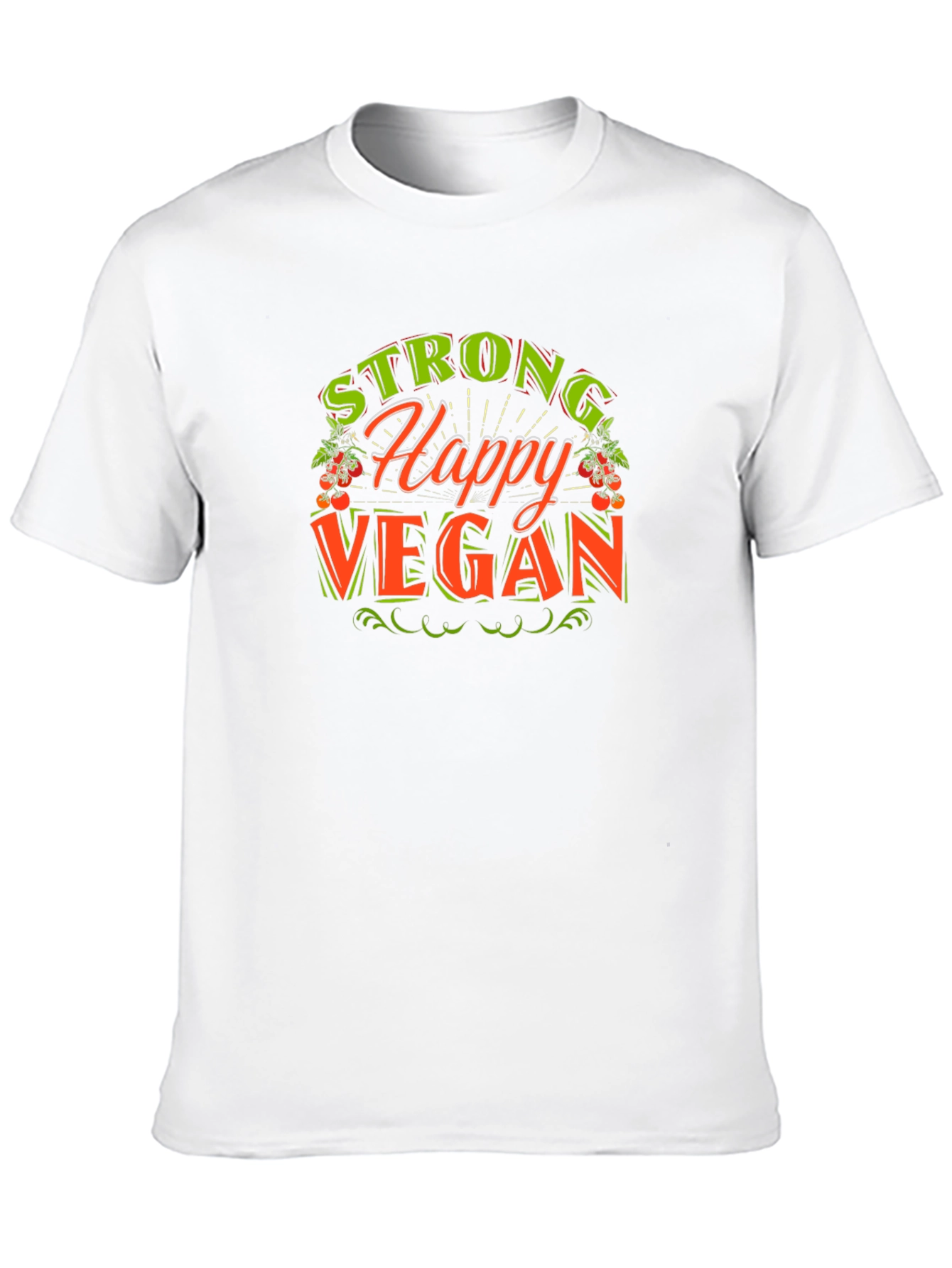 Black Strong Happy Vegan Graphic Tee view 10