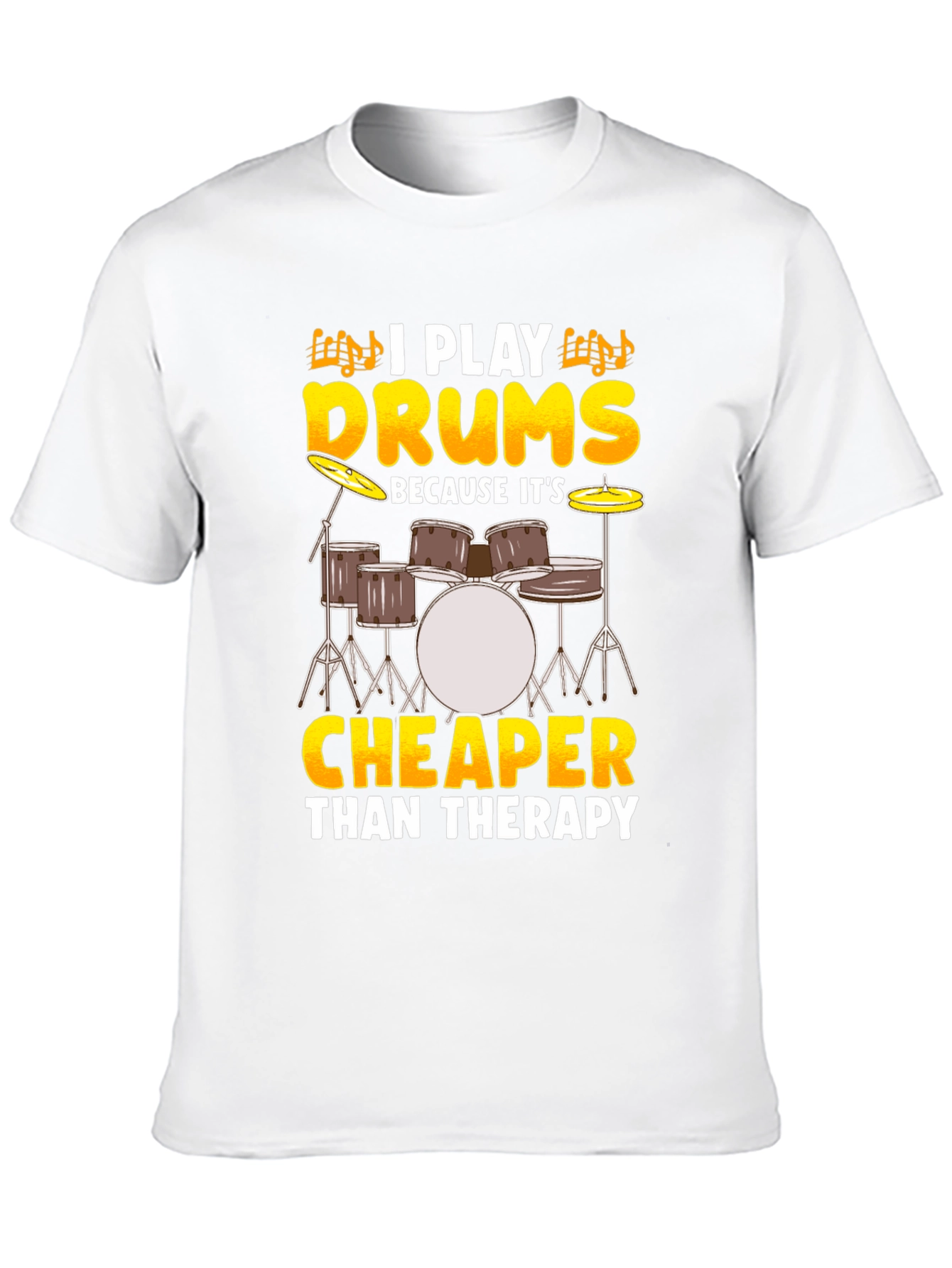 Black Drummer T-Shirt - I Play Drums Because It's Cheaper Than Therapy view 10