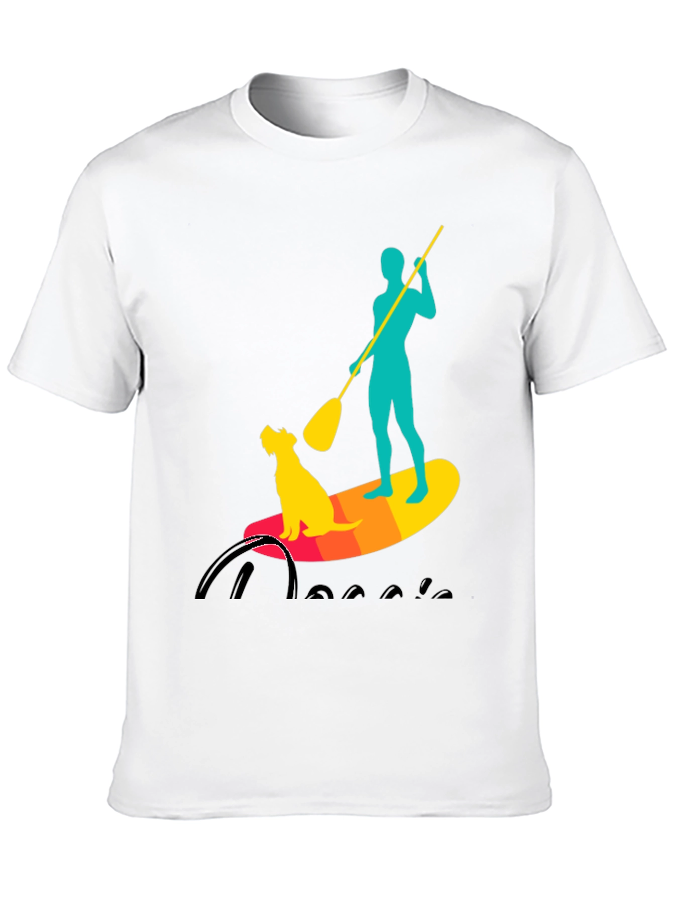 Black Paddle Board Dog T-Shirt - Cool Watersports Tee view 10