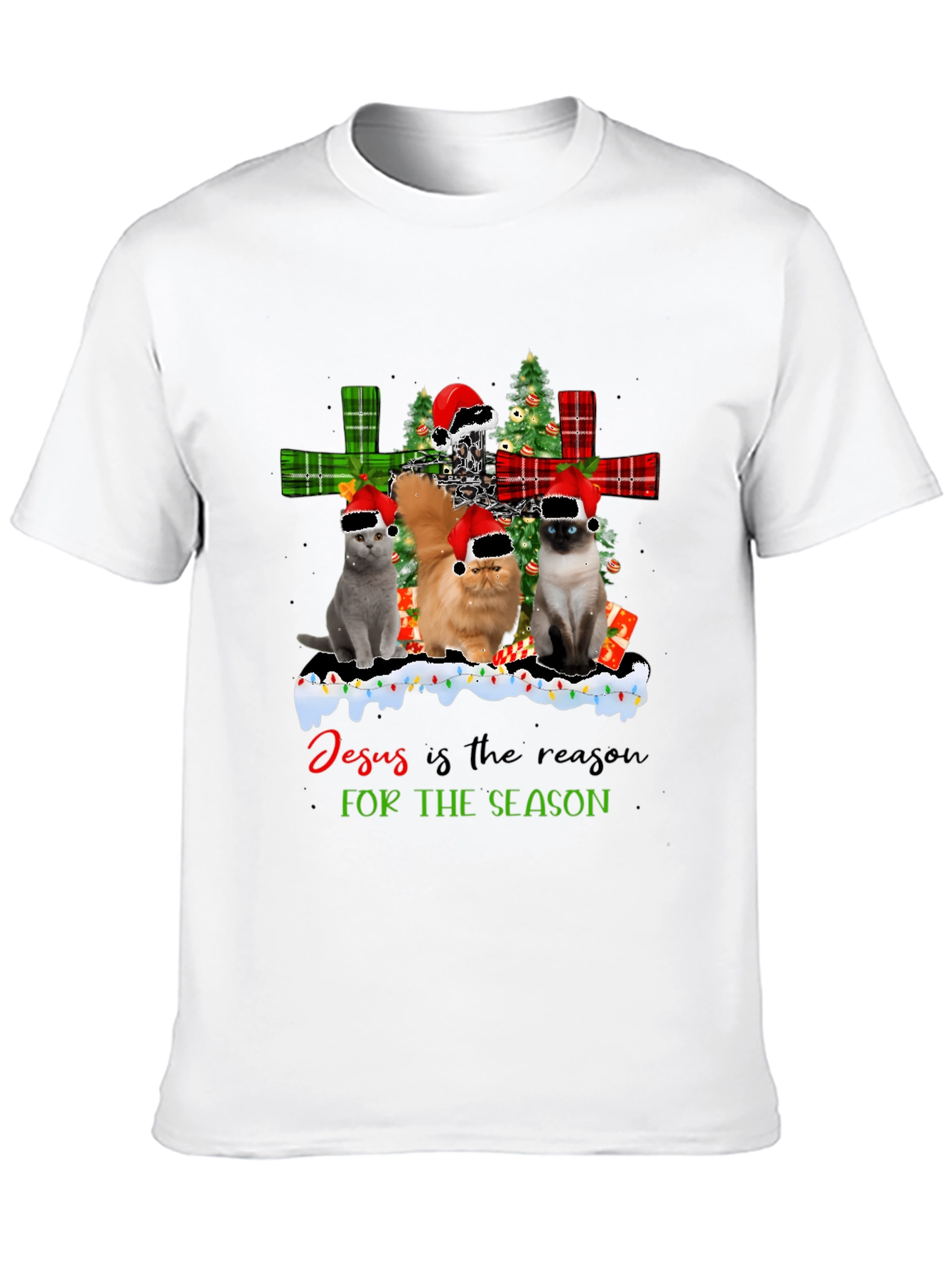 Black Cats Christmas T-Shirt - Jesus is the Reason view 10