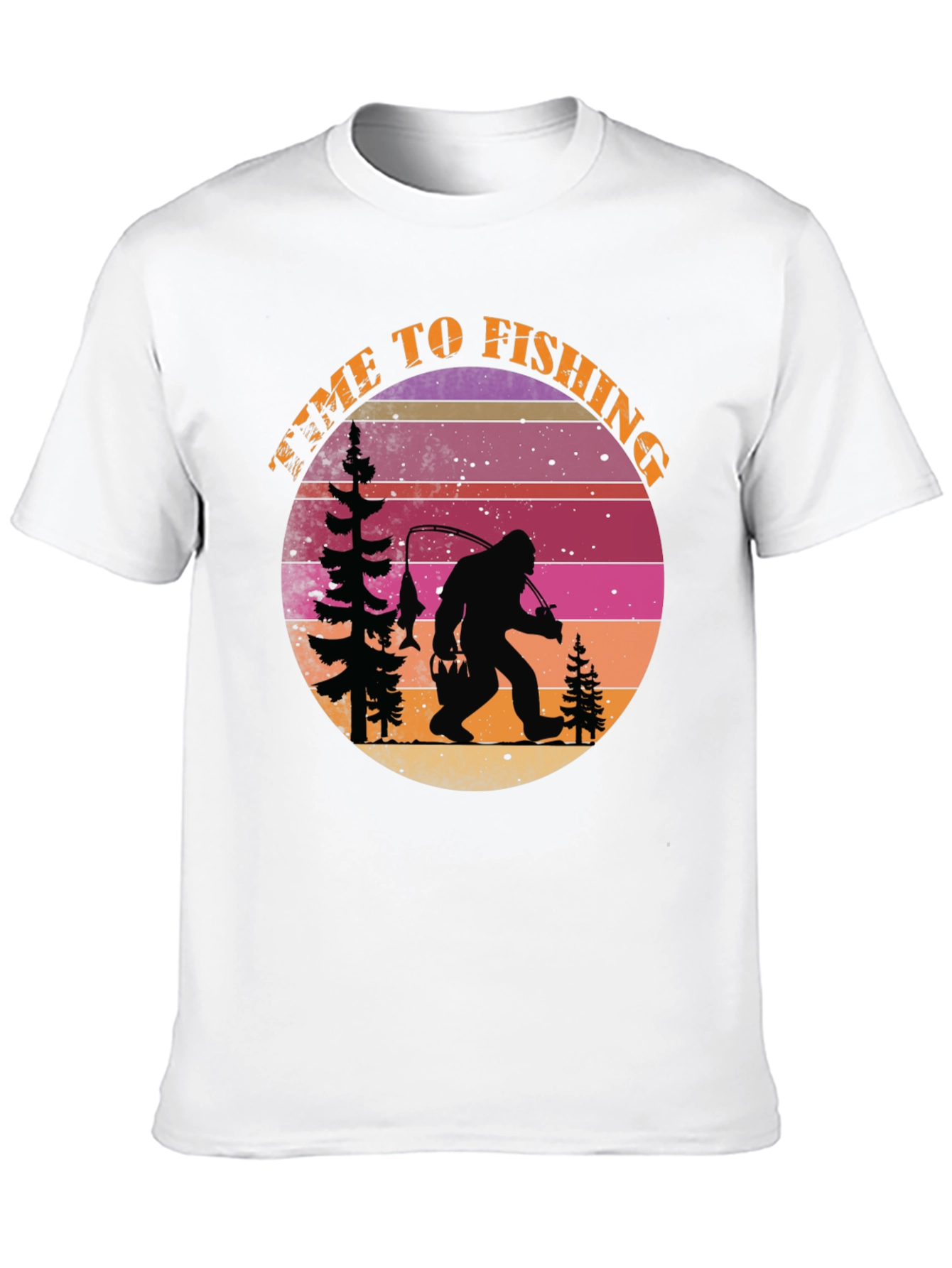 Black Time To Fishing Bigfoot T-Shirt view 10