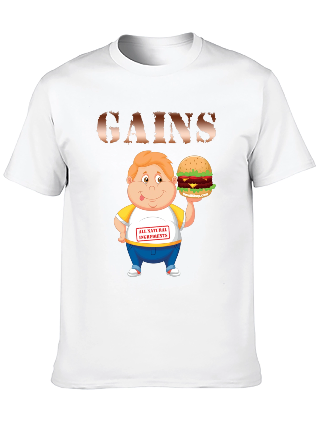Black Gains Cartoon Burger T-Shirt view 10