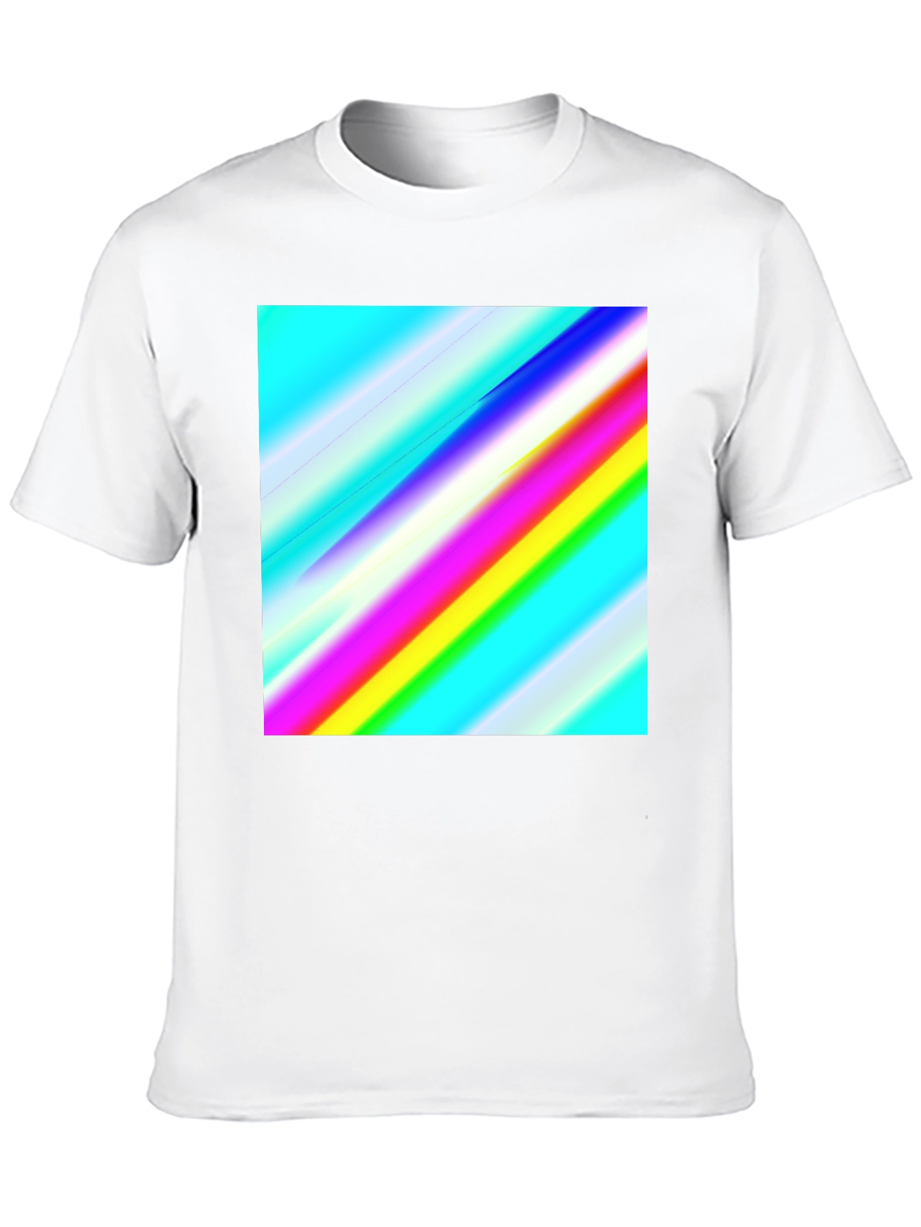 Black Rainbow Stripe Graphic Tee - Men's Casual Black T-Shirt view 10