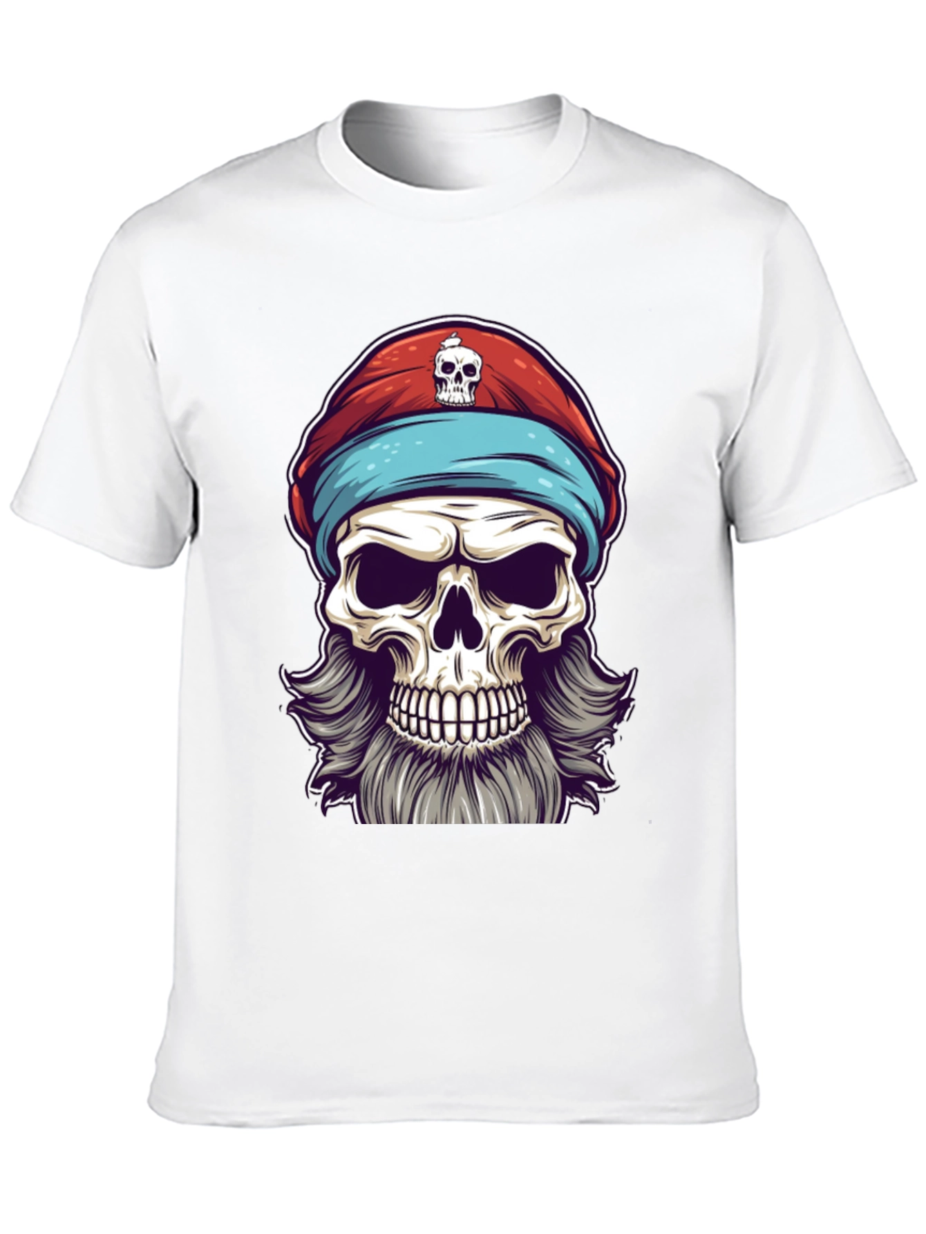 Black Skull Pirate Graphic Tee - Black Cotton T-Shirt view 10