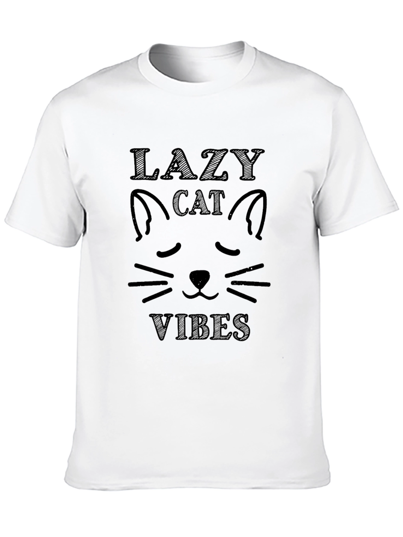 Black Lazy Cat Vibes T-Shirt - Relaxed Fit view 10