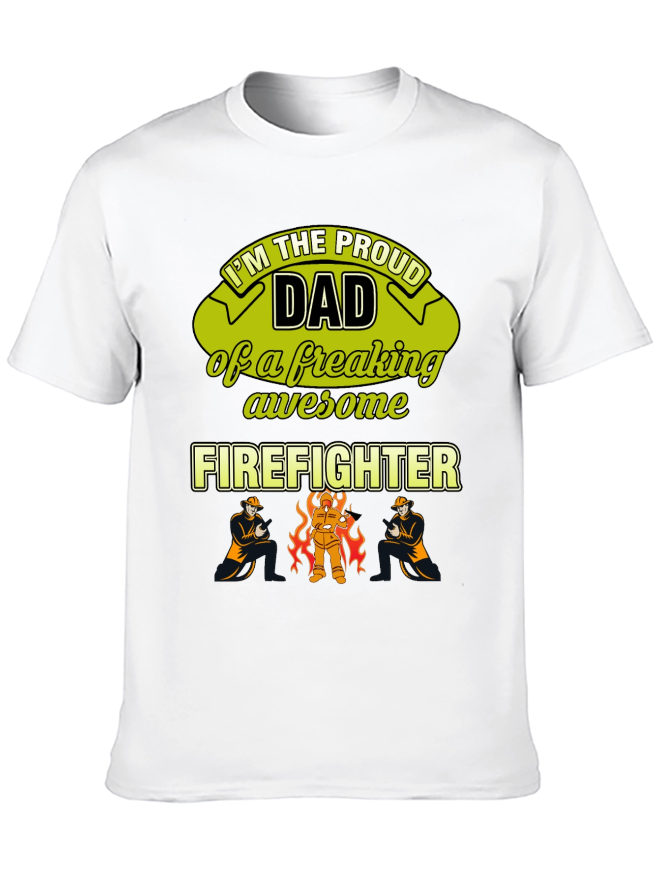 Black Proud Firefighter Dad T-Shirt view 10