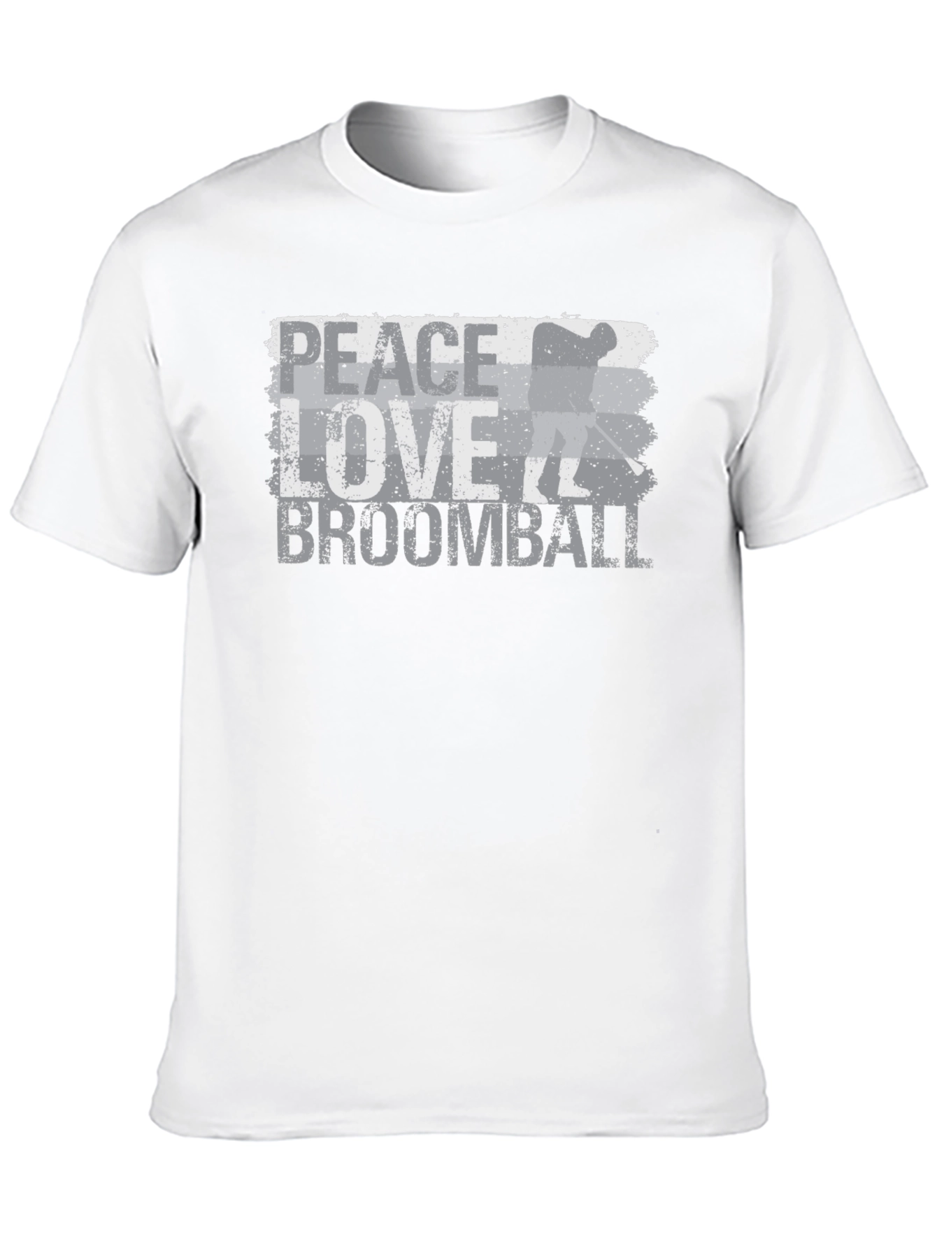 Black Peace Love Broomball T-Shirt - Distressed Graphic Tee view 10