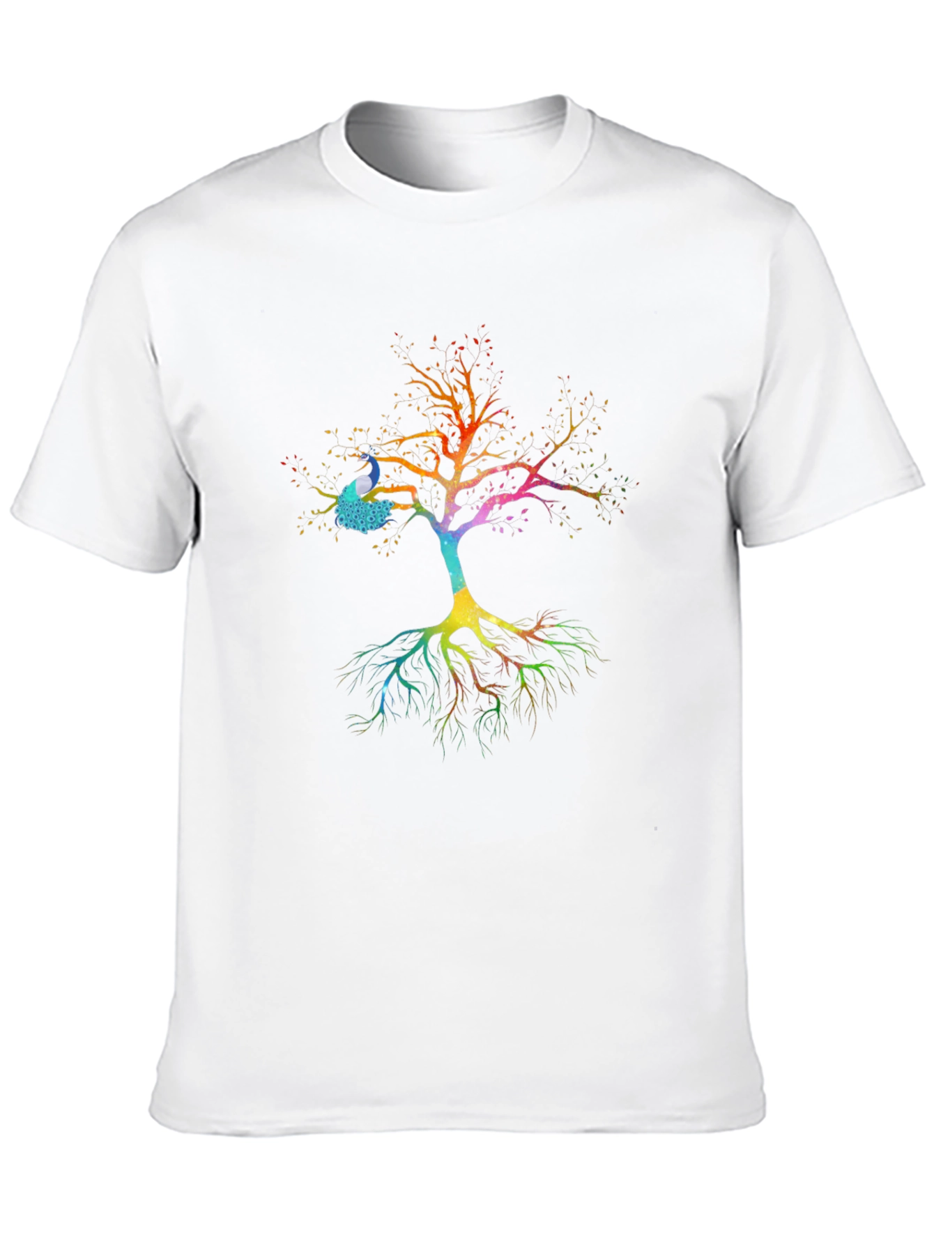 Black Peacock Tree Graphic Tee - Men's Black T-Shirt view 10