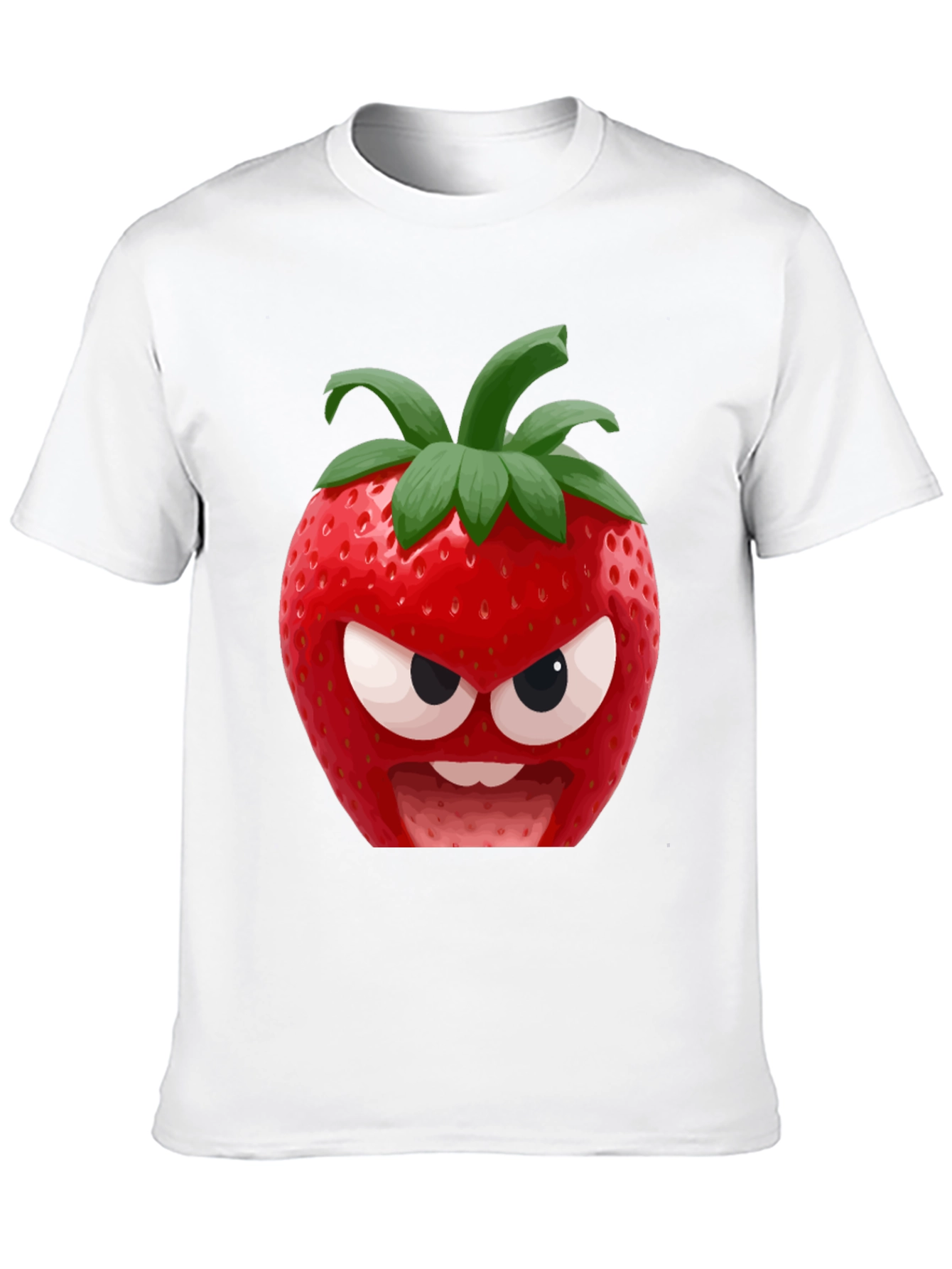 Black Angry Strawberry Graphic T-Shirt - Funny Fruit Tee view 10